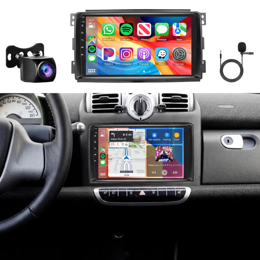8Core 6GB+128GB Android 15 Radio for Mercedes Benz Smart Fortwo 2005-2010 Car Stereo,9-Inch 1280x800 IPS Touchscreen,Wireless Carplay/Android Auto GPS DSP 46EQ 5.1Bluetooth 5GWiFi FM/RDS SWC Camera