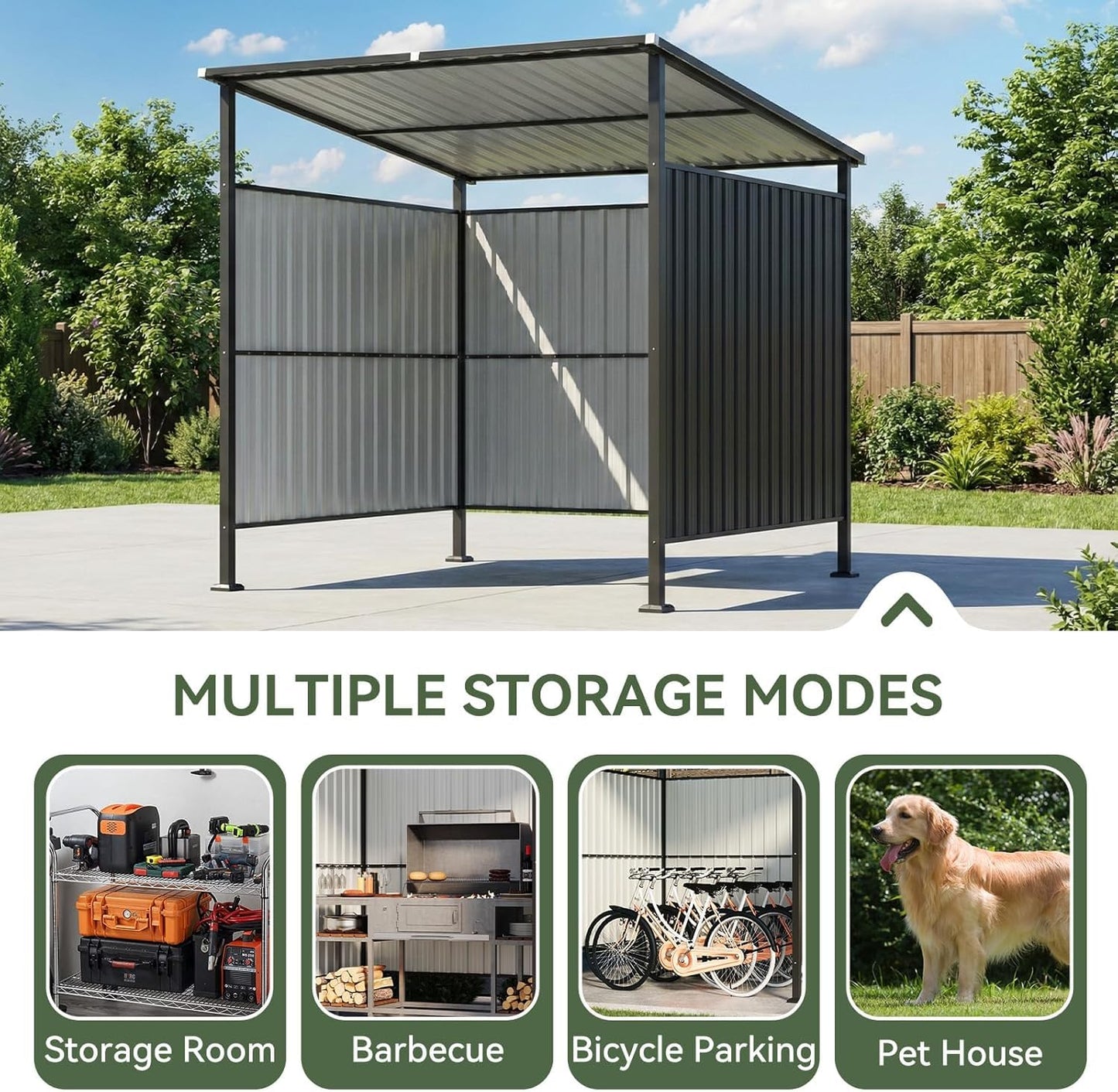 Aoxun 6x6FT Outdoor Shed Grill Shed - Grill Gazebo for BBQ, Outdoor Gazebo for Pets Pergolas and Gazebos Clearance, Metal Awnings for Patio and Decks