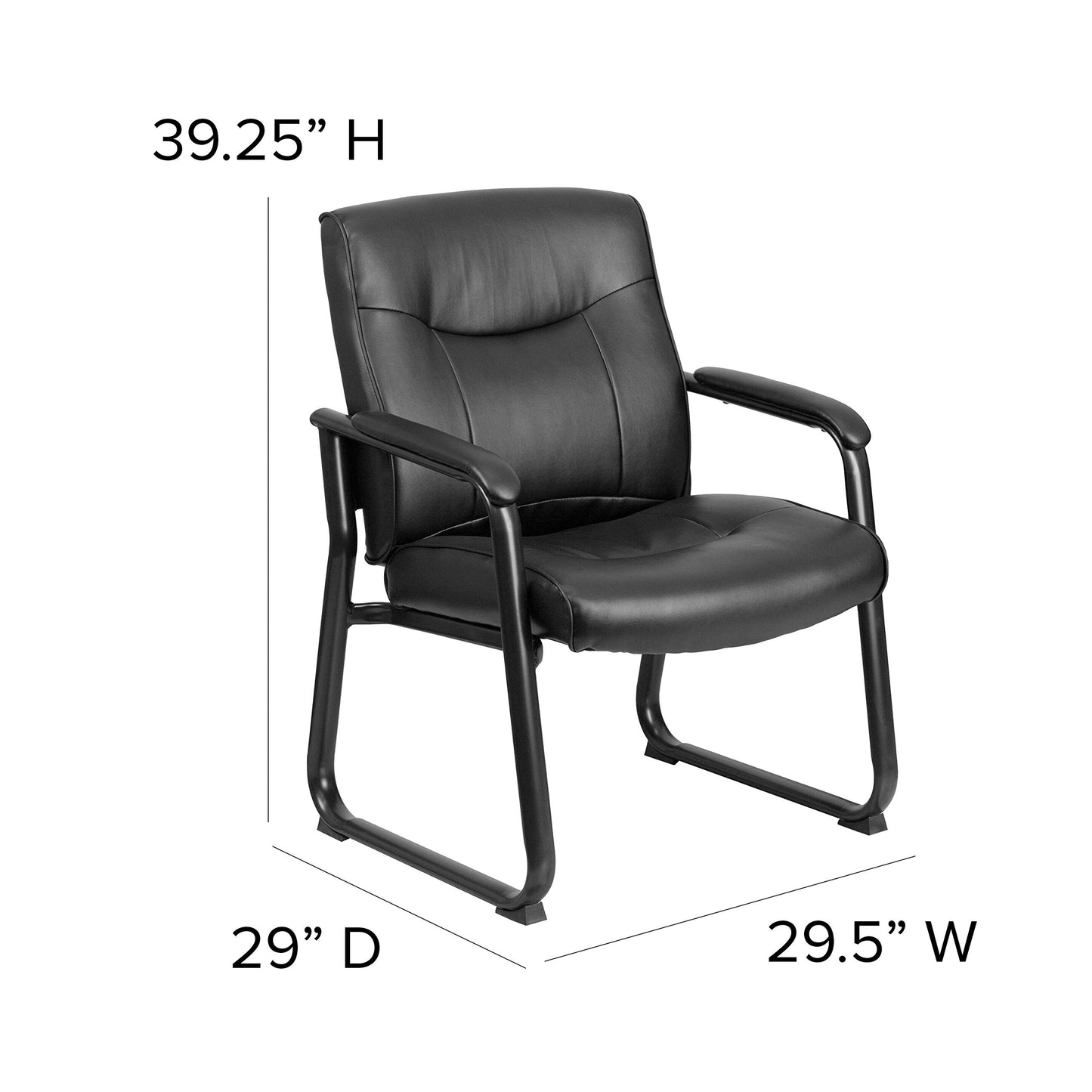 Flash Furniture Hercules Series Big & Tall LeatherSoft Executive Side Reception Chair, Padded Lobby Chair with 500-lb. Static Weight Capacity, Black