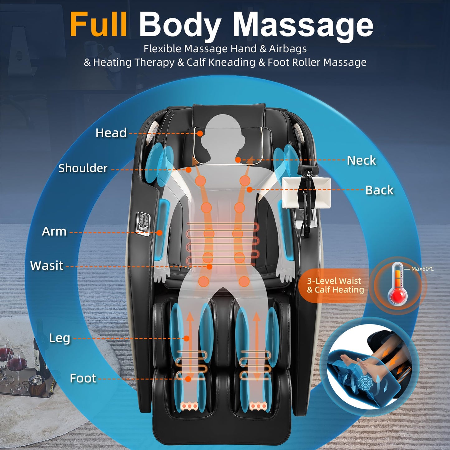 VUYSUYVY Upgraded 4D Massage Chair Full Body, Zero Gravity SL-Track Massage Chair Recliner with AI, Body Scan, Heating, Calf Kneading, Rocking Sleep Mode, Airbags, Foot Rollers, 18 Auto Modes
