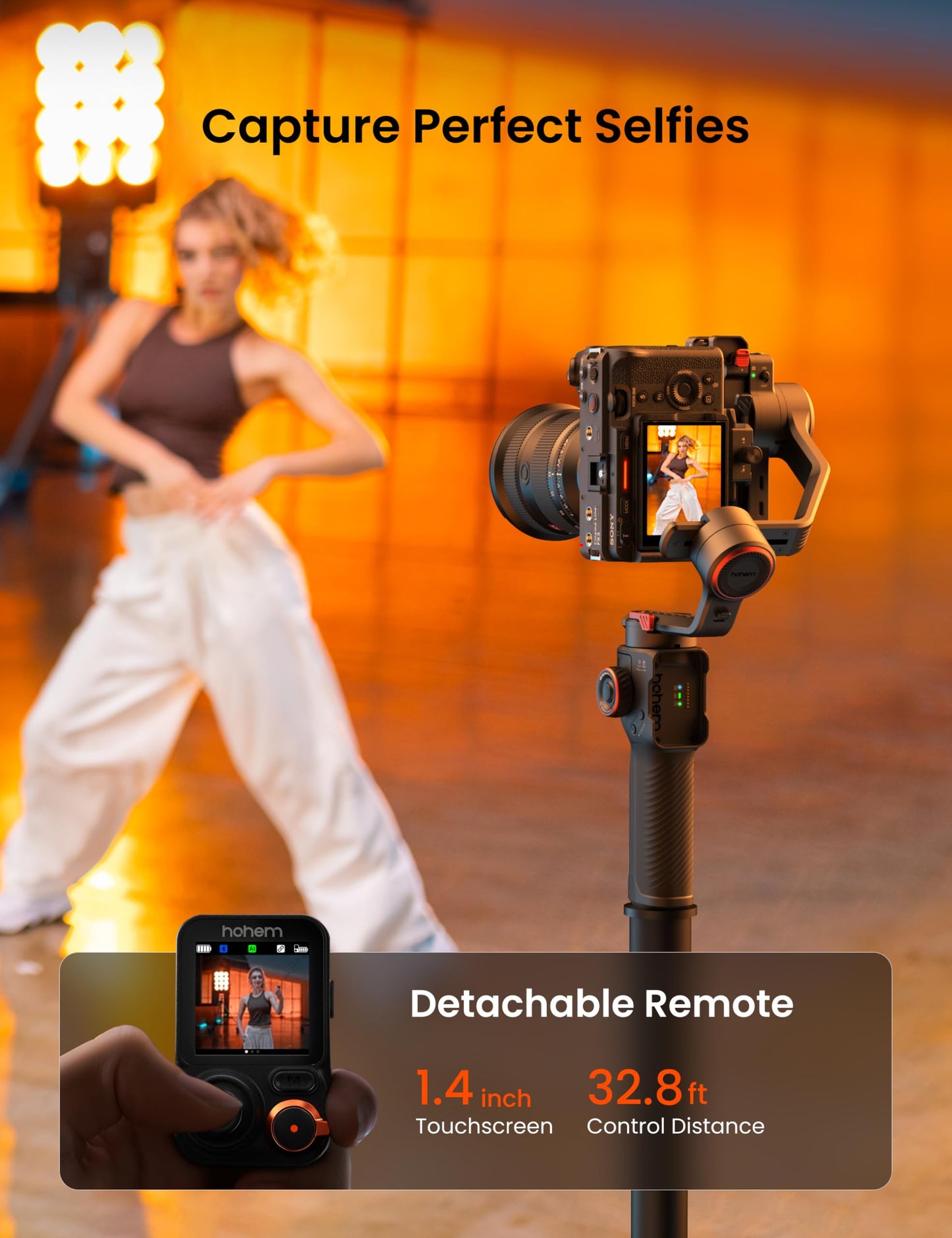 Hohem iSteady MT3 Pro Kit 3-Axis Gimbal Stabilizer for Camera, AI Tracker with Fill Light, for Mirrorless/Pocket/Action Camera/Smartphone, Detachable Touchscreen Control, for Canon/Nikon/Sony/Fujifilm