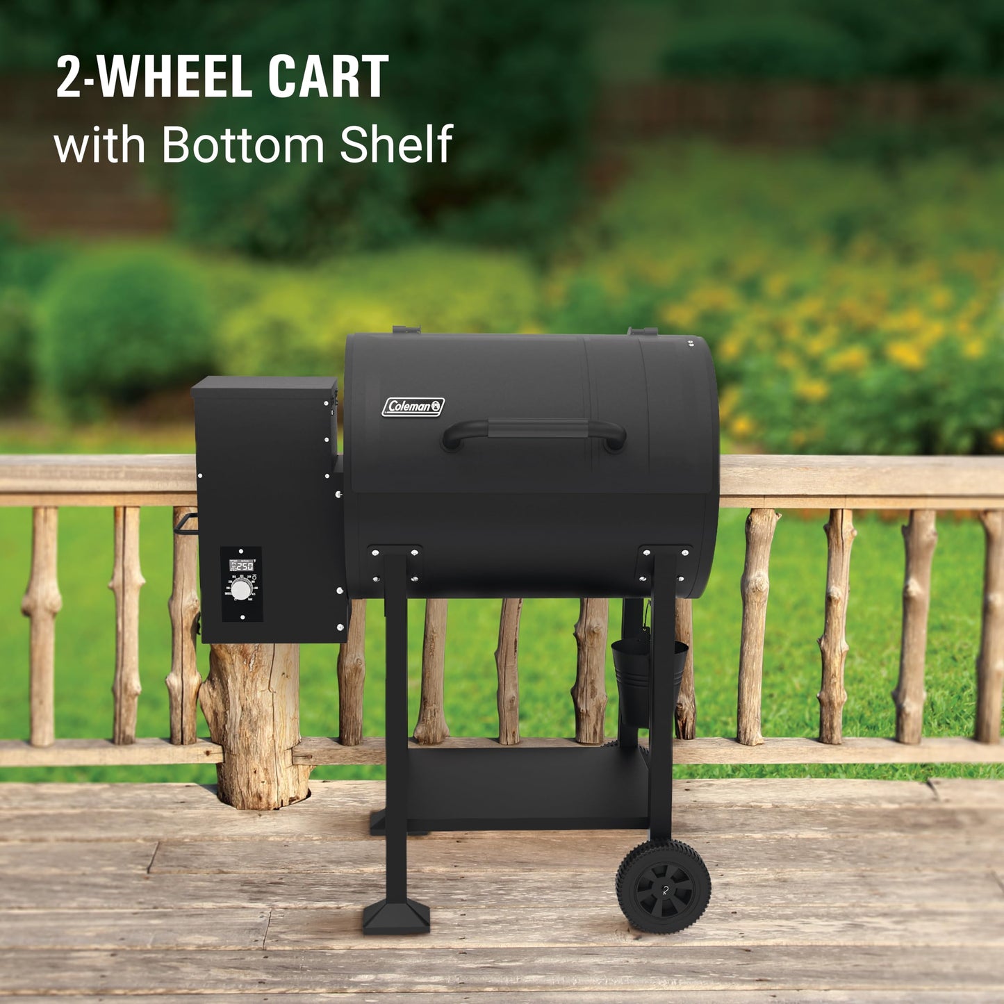 Coleman Cookout 700 Pellet Grill with 690-Sq. In. Total Cooking Surface, 2-Wheel Cart and Shelf Storage in Black, Durable Pellet Smoker Grill for Grilling, Roasting, Baking, Roasting, and Smoking