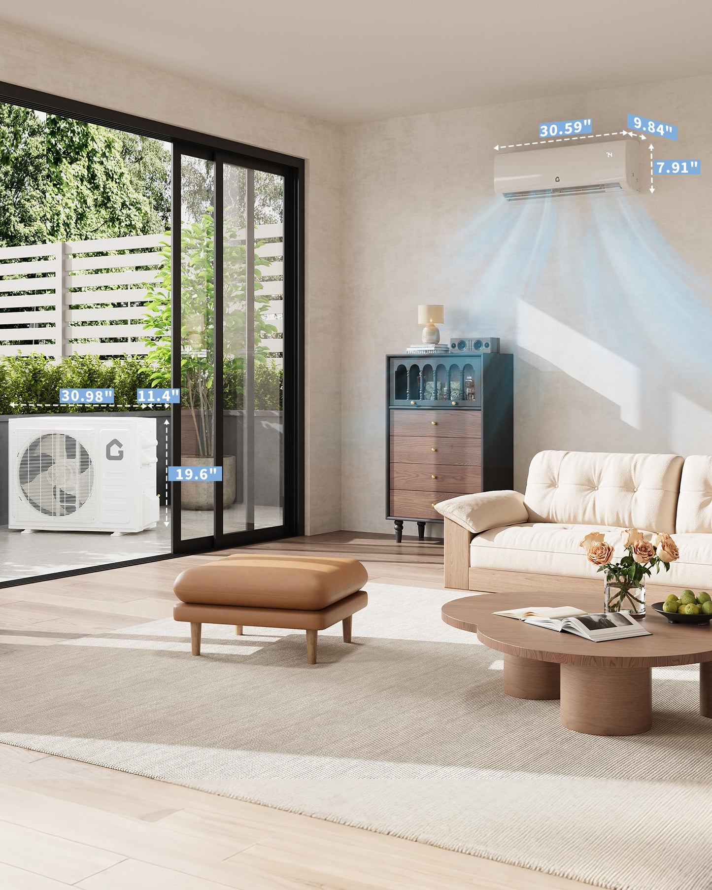 Garvee 11500 BTU Mini Split AC/Heating System, 115V WIFI Enabled Energy Efficient Mini Split Unit,Wall-Mounted Split Air Conditioner,Cools Up to 750 Sq.Ft, Heat Pump & Installation Kits