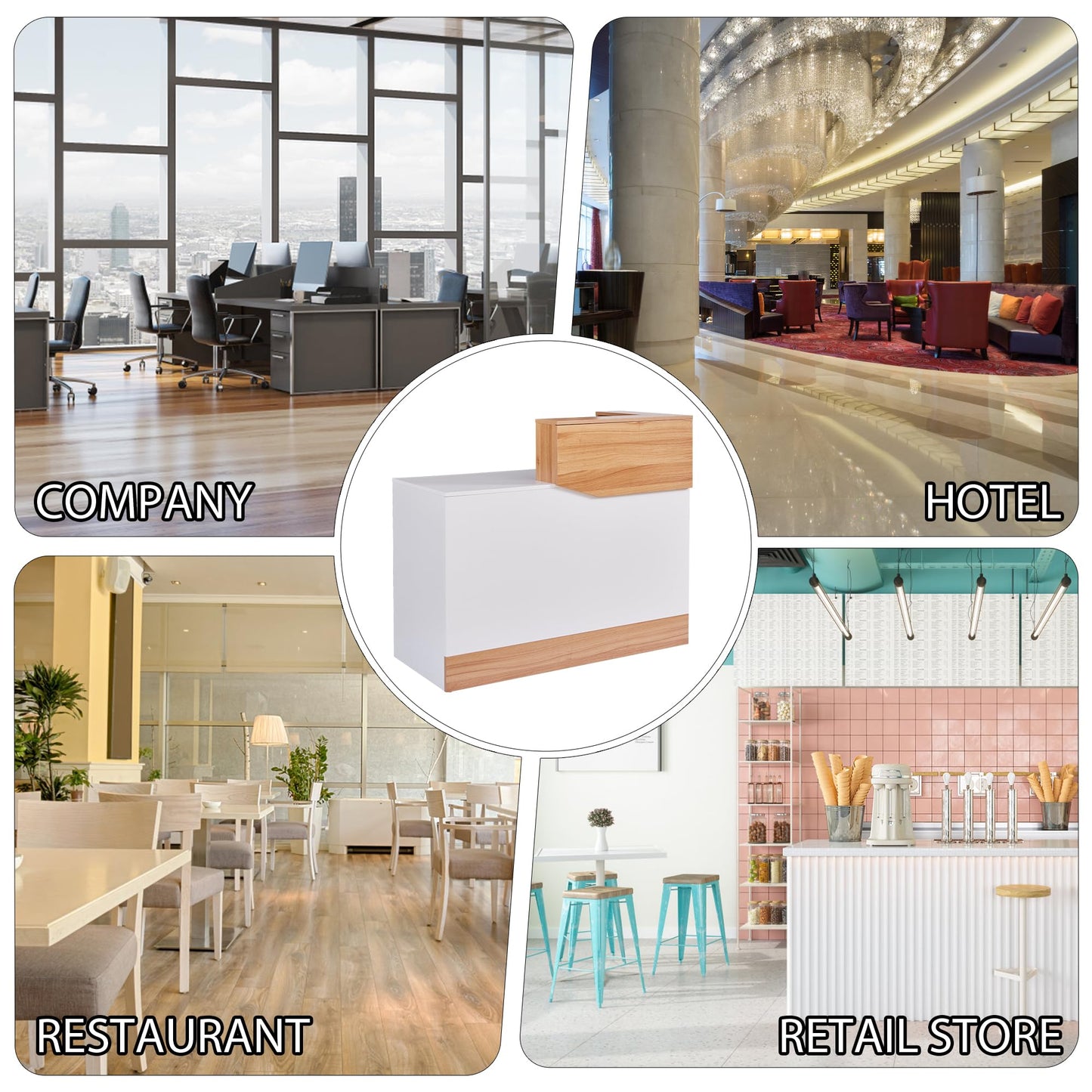 Reception Desk with Counter,Modern Counter Table with Cable Grommet,47 inch Retail Counter for Checkout, Lobby, Beauty Salon,Barber and Small Company (Normal)