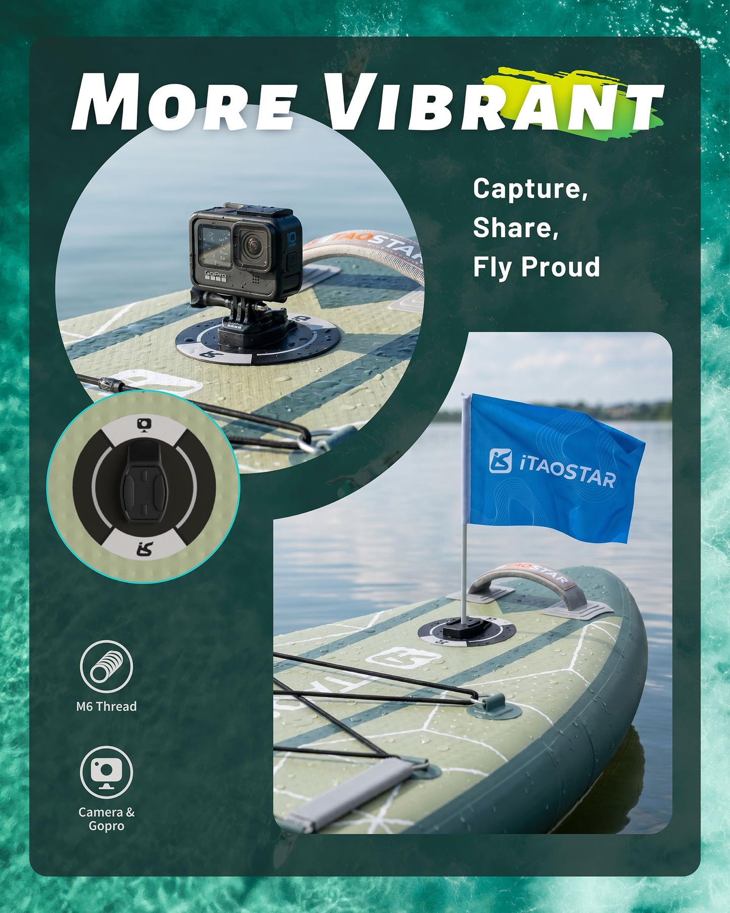 iTAOSTAR C03BP 35" Super Wide Paddle Board, More Fun Inflatable Paddle Board with 5 Fins，12 Foot Stand Up Paddle Board with Premium SUP Accessories for Youth of All Skill Levels