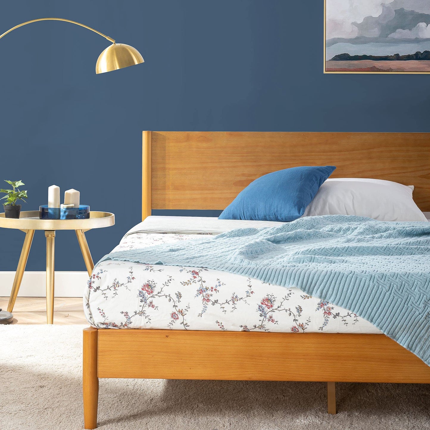 Zinus Allen Mid Century Wood Platform Bed Frame, Solid Wood Foundation, Wood Slat Support, No Box Spring Needed, Easy Assembly, Full