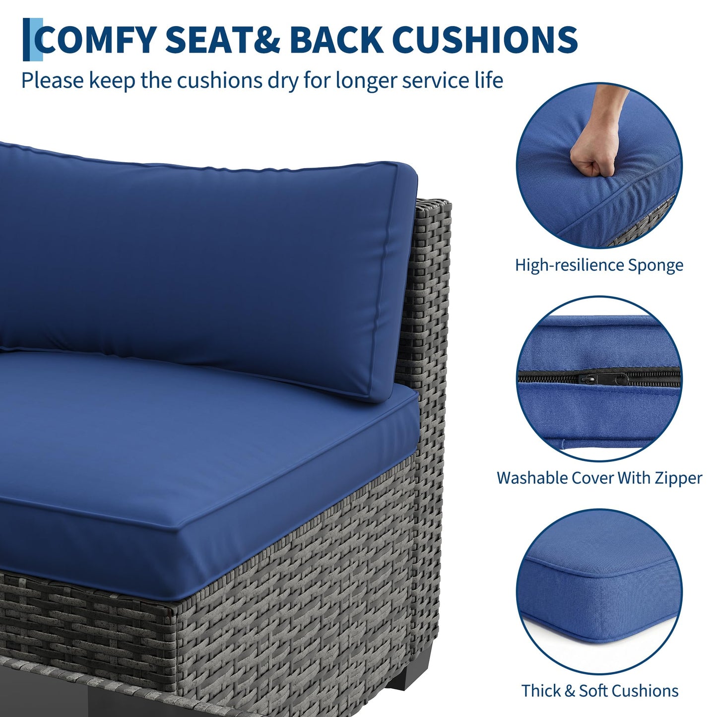 GAOMON Patio Furniture Sets, 7-Piece Outdoor Sectional Sofa Set with Storage Table & Ottoman, All-Weather PE Wicker Conversation Set for Patio, Backyard & Poolside