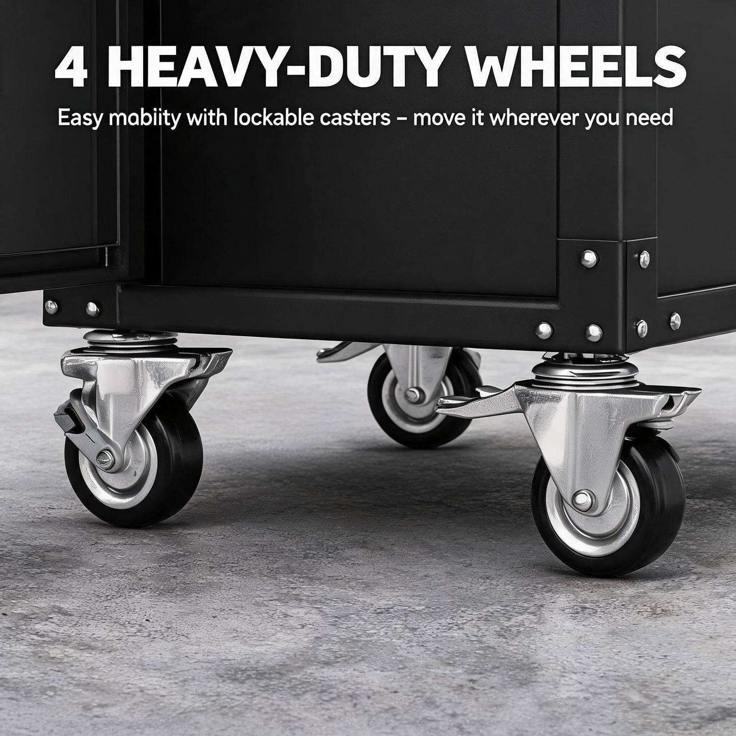 Garvee Large Metal Cabinet Two Lockable Doors Four Wheels,Four Adjustable Dividers Can Be Used As Tool File Storage Suitable for Garages Schools Gyms Offices