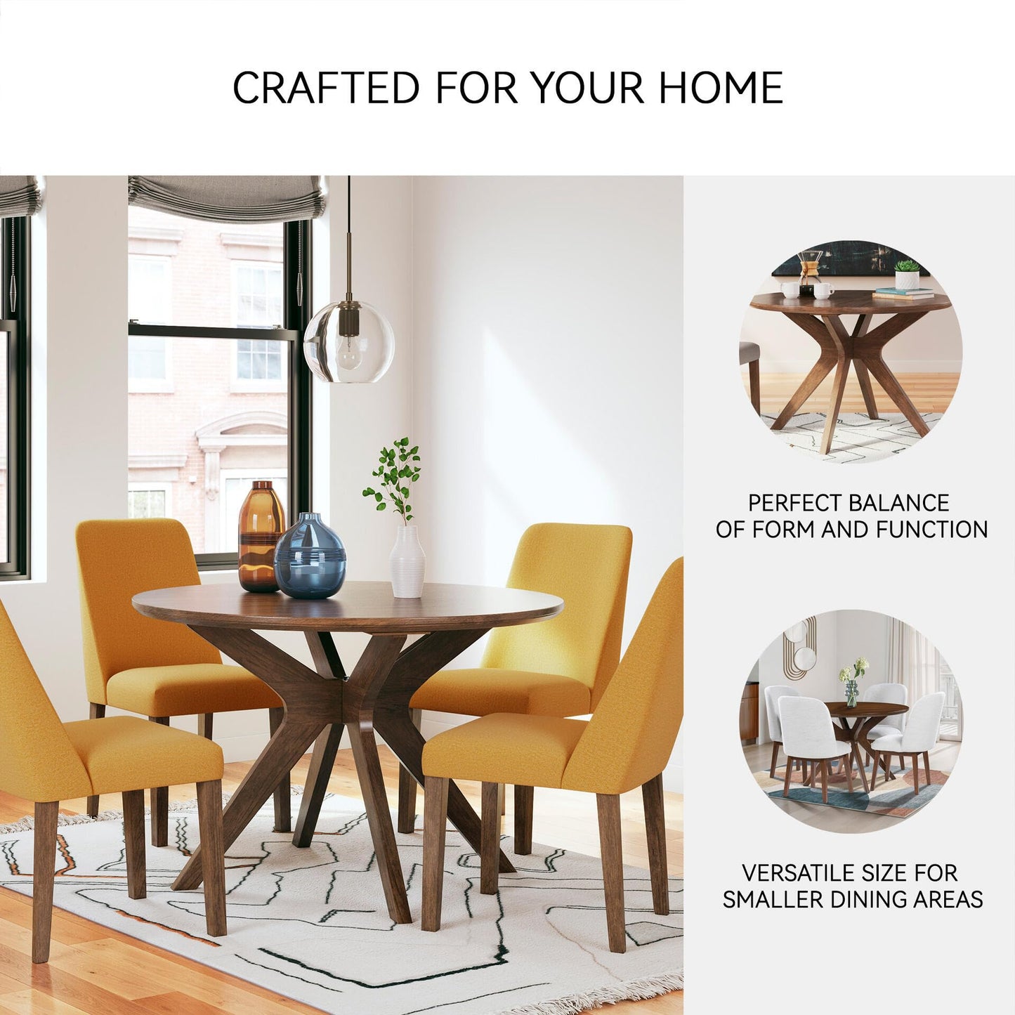 Signature Design by Ashley Lyncott Traditional Round Dining Room Table, Seats up to 4, Brown, 45" W x 29.75" H