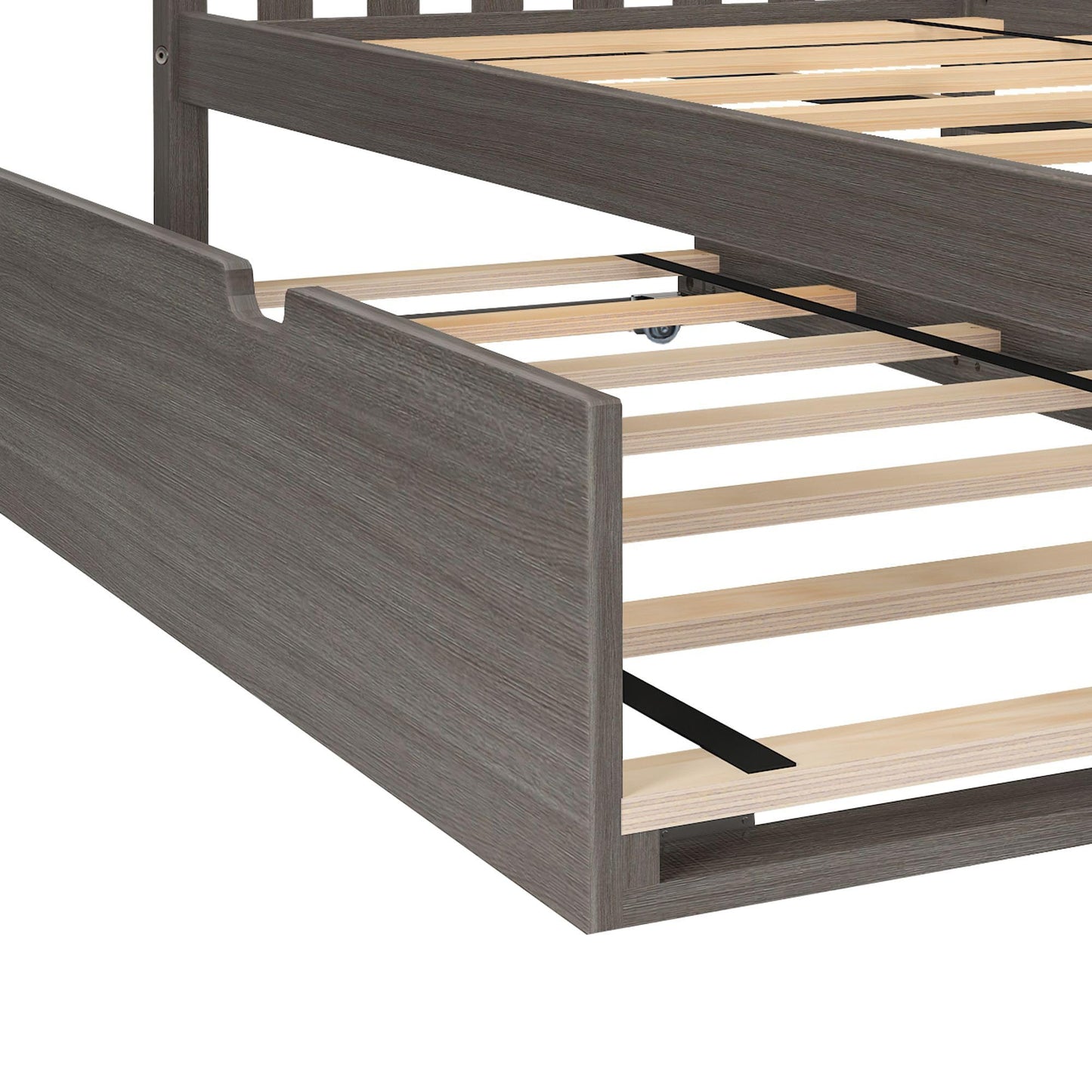 Max & Lily Full Bed, Wood Bed Frame with Headboard For Kids with Trundle, Slatted, Clay