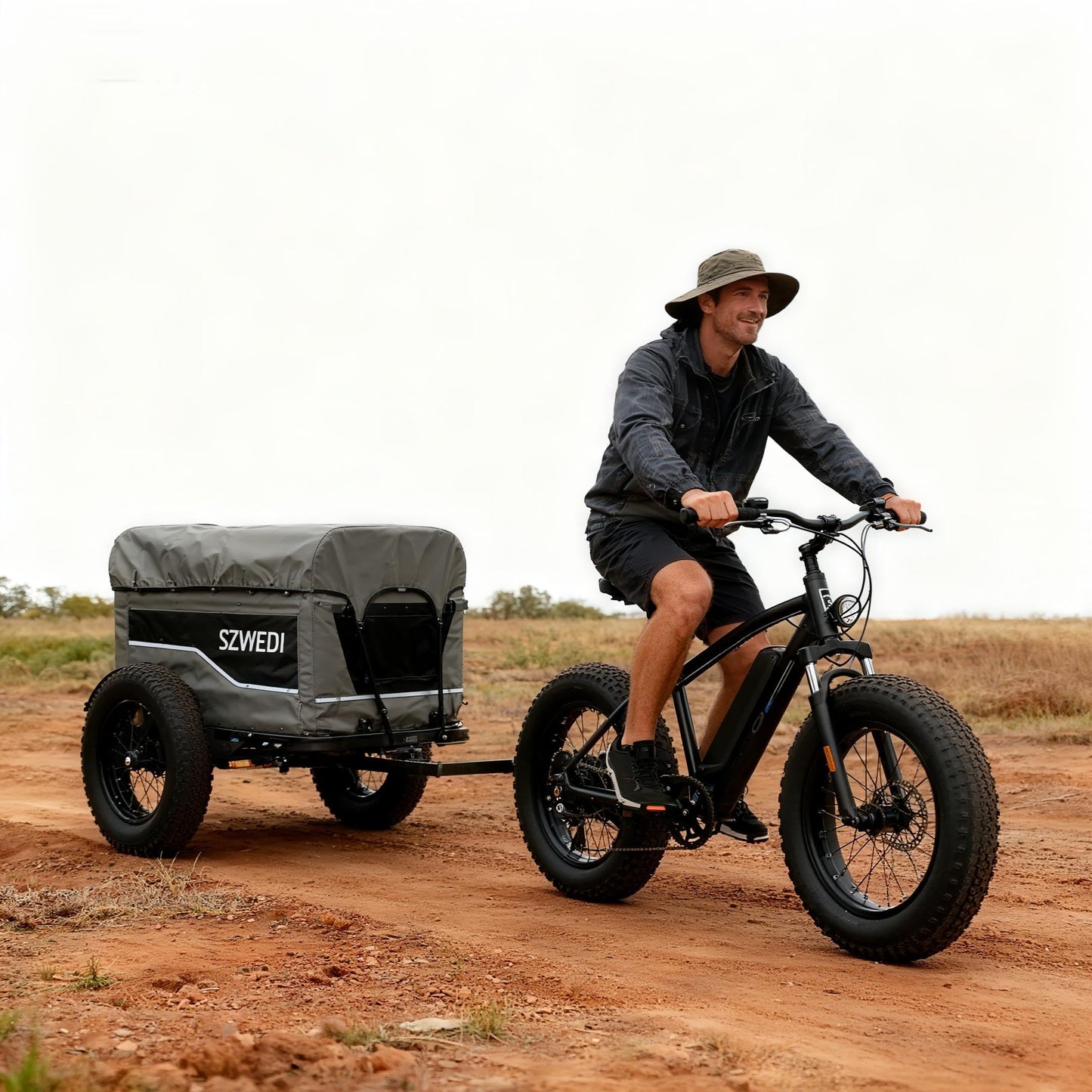SZWEDI Bike Cargo Trailer&Hand Wagon,100 lbs Load Capacity, Heavy-Duty Bicycle Wagon Cart, Foldable Compact Storage & Quick Release with Universal Hitch, 16" Wheels