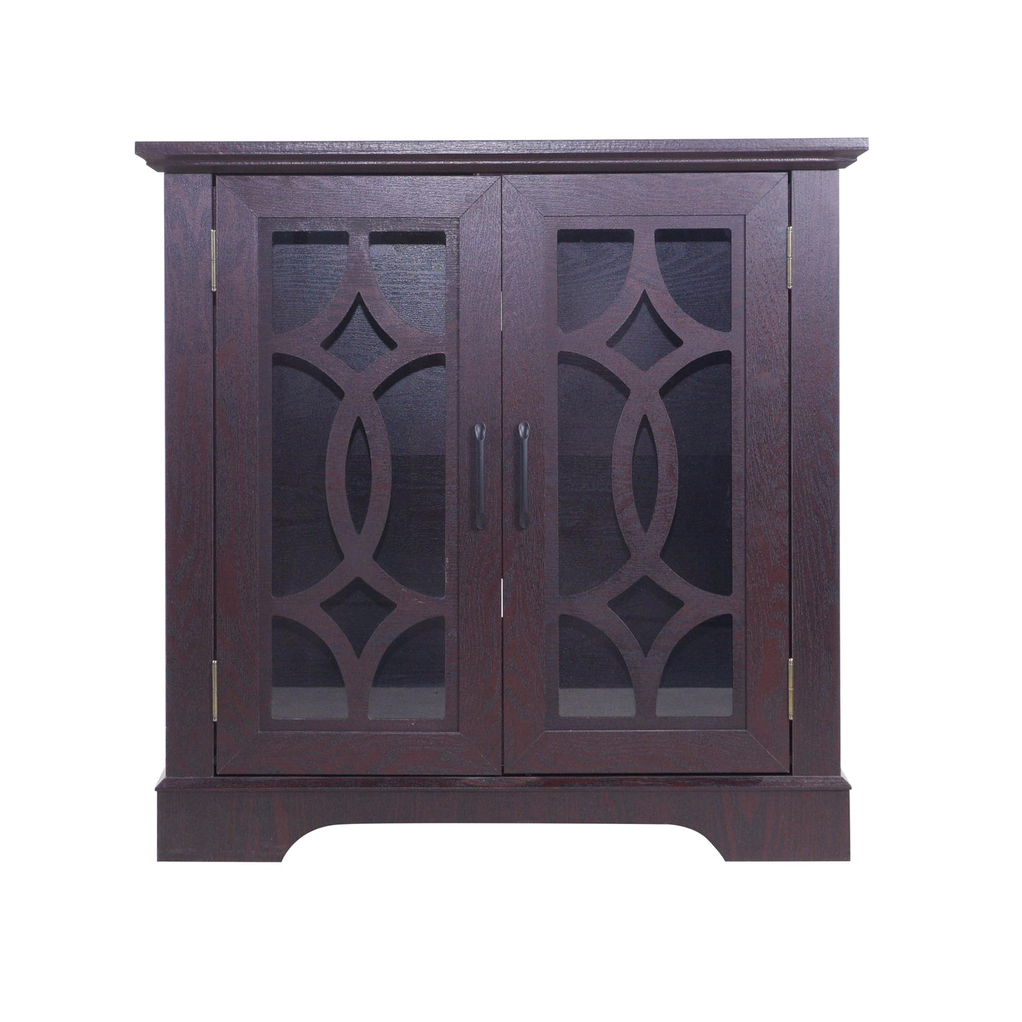 GDFStudio Modern Buffet Sideboard Cabinet, Storage Cabinet with 2 Tempered Glass Doors & Adjustable Shelf, Freestanding Credenza Buffet for Dining Room Kitchen, Accent Cabinet Coffee Bar, Ox Blood Red