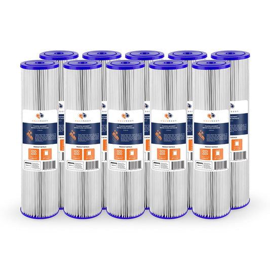 Aquaboon 5 Micron 20 x 4.5 Whole House Pleated Water Sediment Filter Replacement Water Filter Cartridge Compatible with ECP5-20BB, SPC-45-2005, 10-Pack