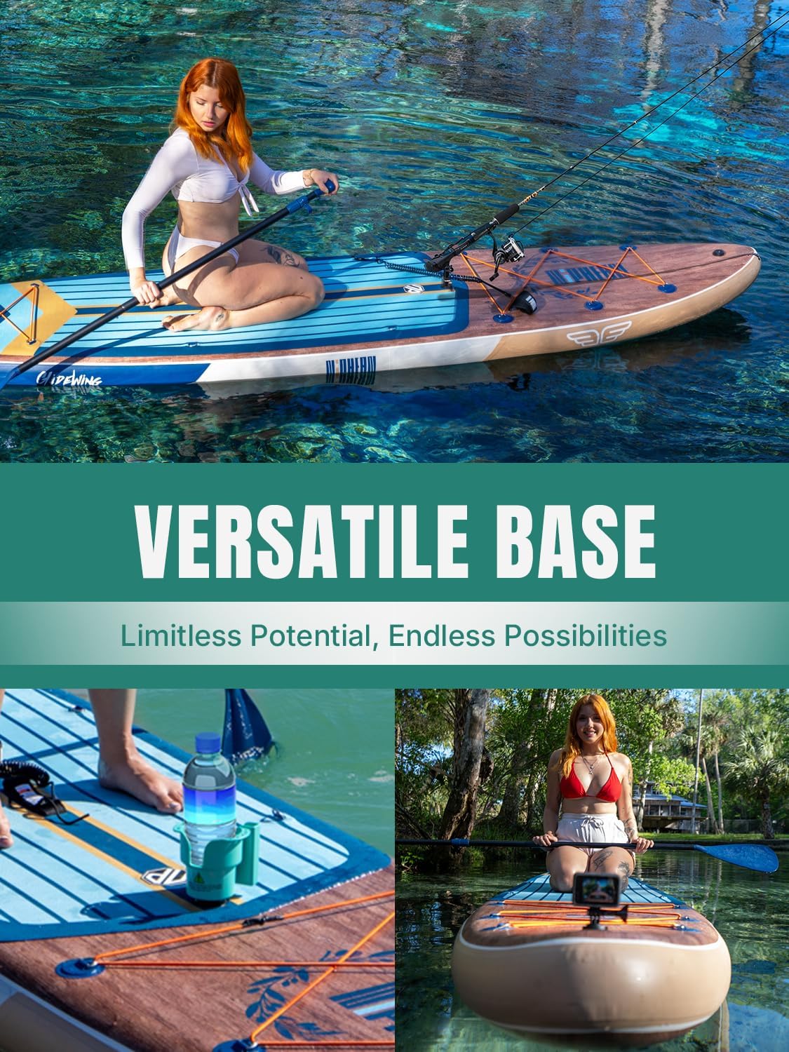Niphean (Extra Large) Inflatable Paddle Board, SUP for 2+1 People/Family 500lbs Capacity Stand Up Paddle Board with SUP Accessories, StabilTrac Fin Non-Slip Paddleboard for Adults-Sky Blue