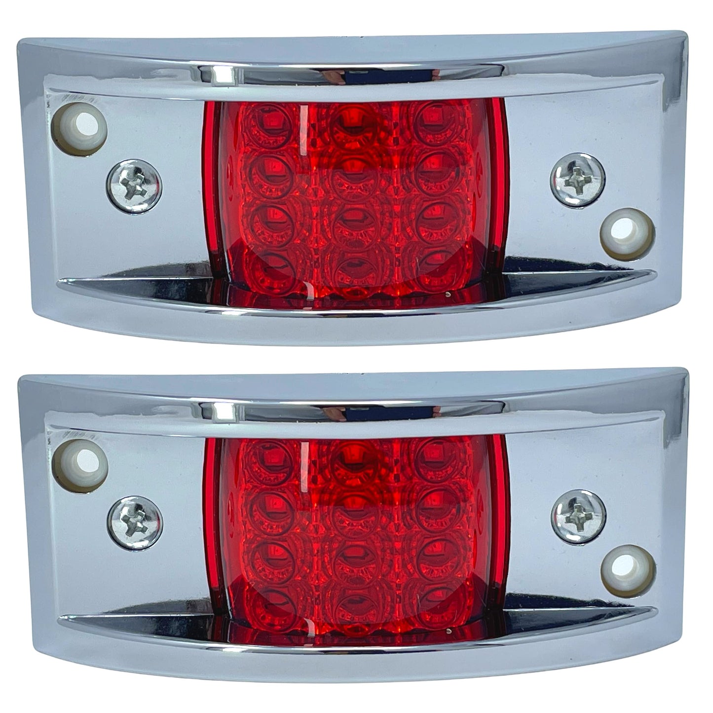 All Star Truck Parts LED Clearance Side Marker Light, 12LED, Surface Mount, 4-4/5in Rectangular, Plastic, 2 Pack