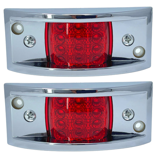 All Star Truck Parts LED Clearance Side Marker Light, 12LED, Surface Mount, 4-4/5in Rectangular, Plastic, 2 Pack