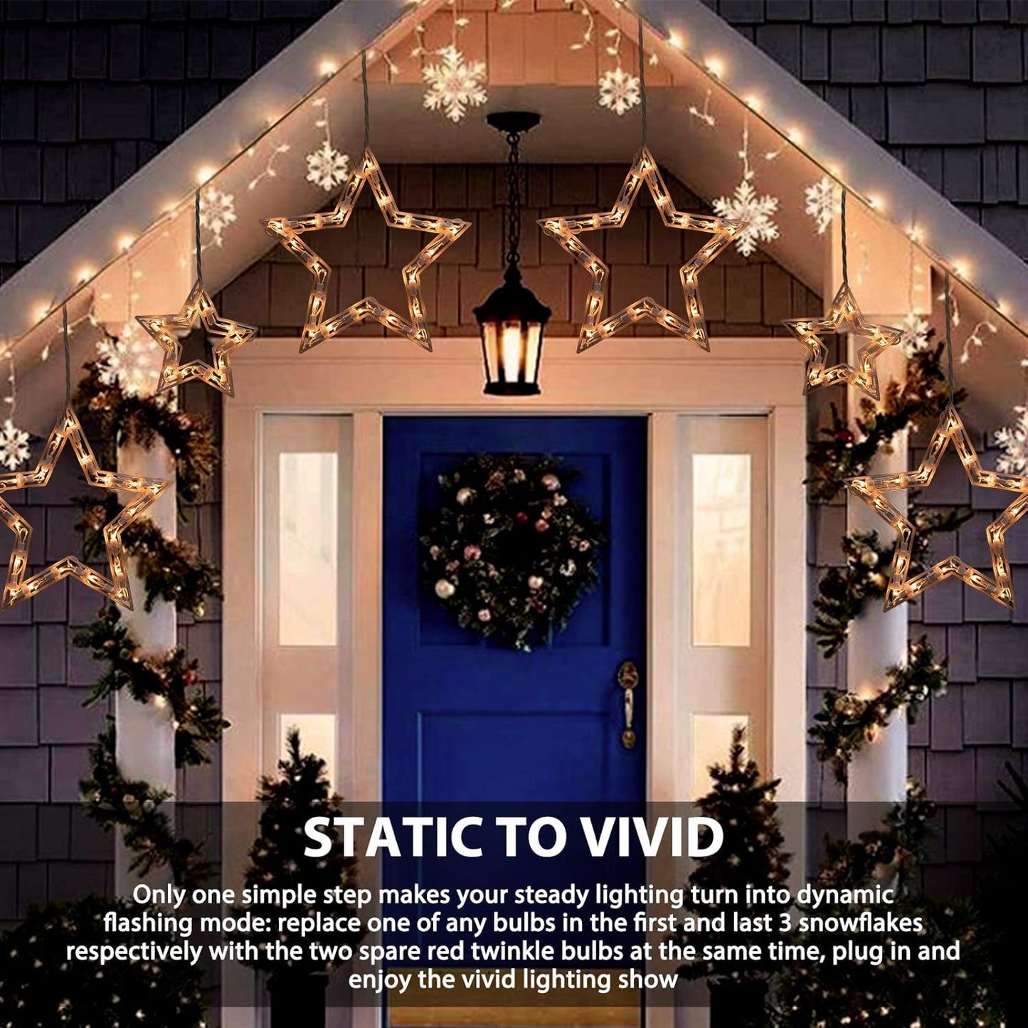 Minetom 9ft Star Christmas String Lights - 100 LED Bulbs, 6 Drops, Indoor/Outdoor, White