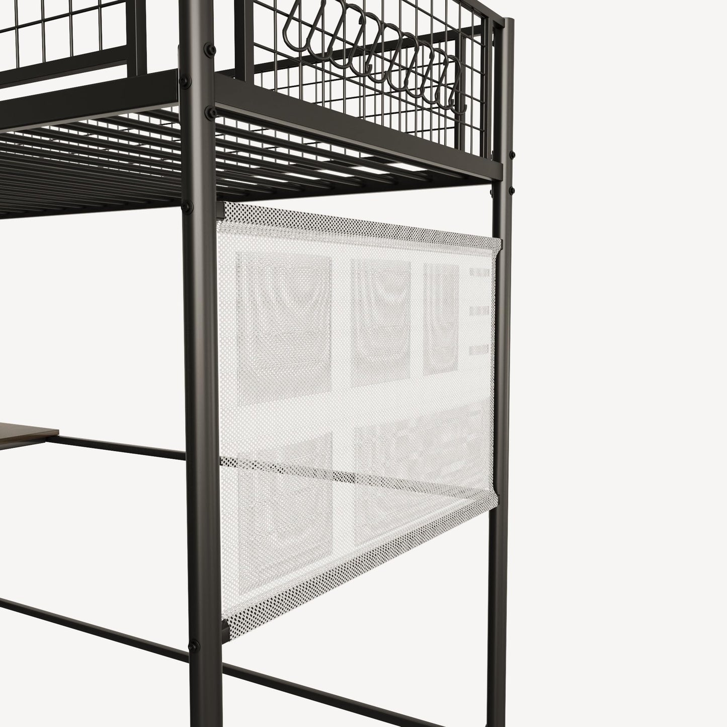 Zylena Twin Size Metal Loft Bed with Stairs, Black