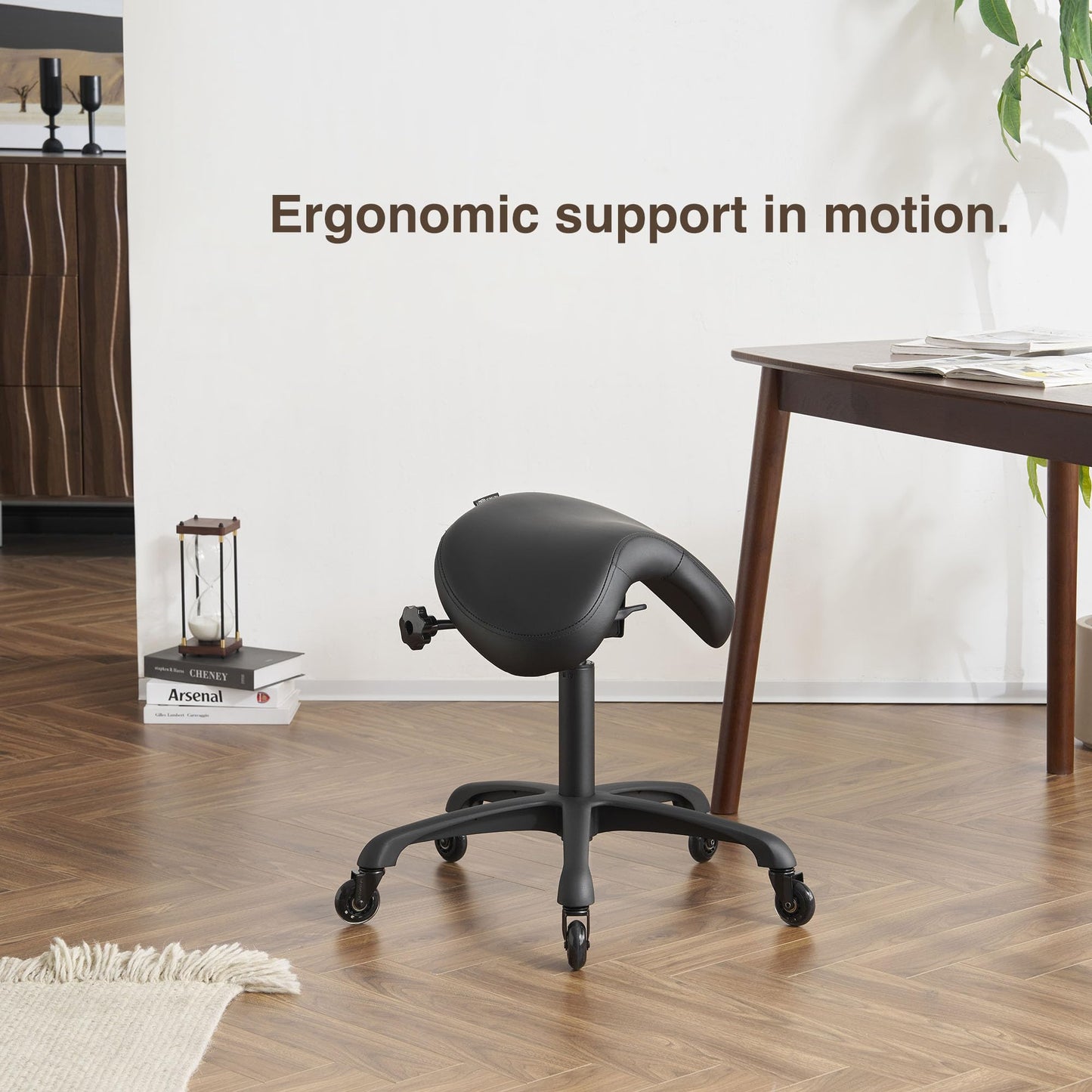 DR.LOMILOMI Premium Multifunctional Ergonomic Saddle Chair 507 INOA for Hygienic Clinic, Spa, Massage, and Dental Hygienist - Rolling Swivel Stool (Black, Standard 507)