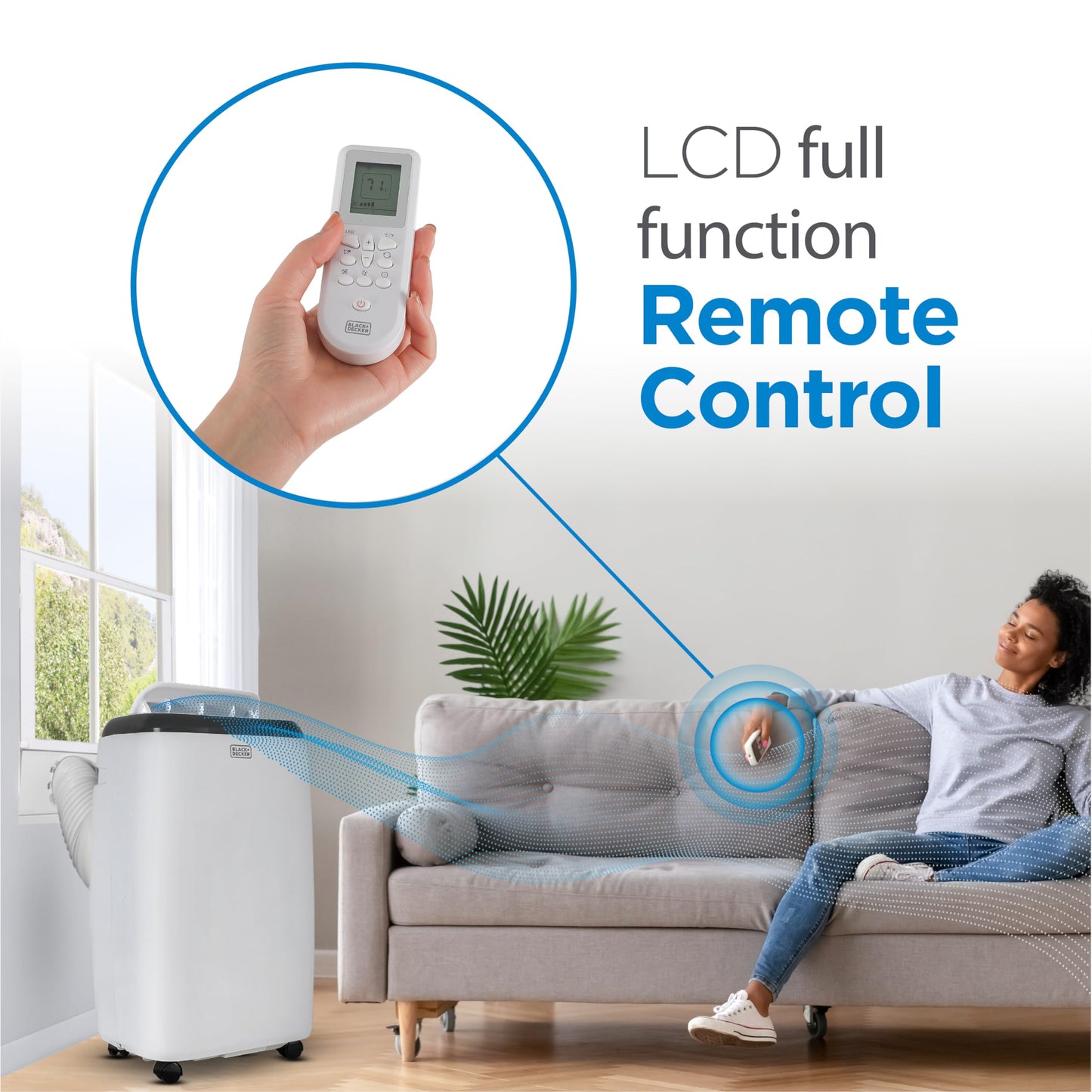 BLACK+DECKER Portable Air Conditioner, 10,000 BTU for Rooms Up To 450 Sq. Ft., Portable AC with Full Function Remote Control & Window Kit, BPT06WTB, White