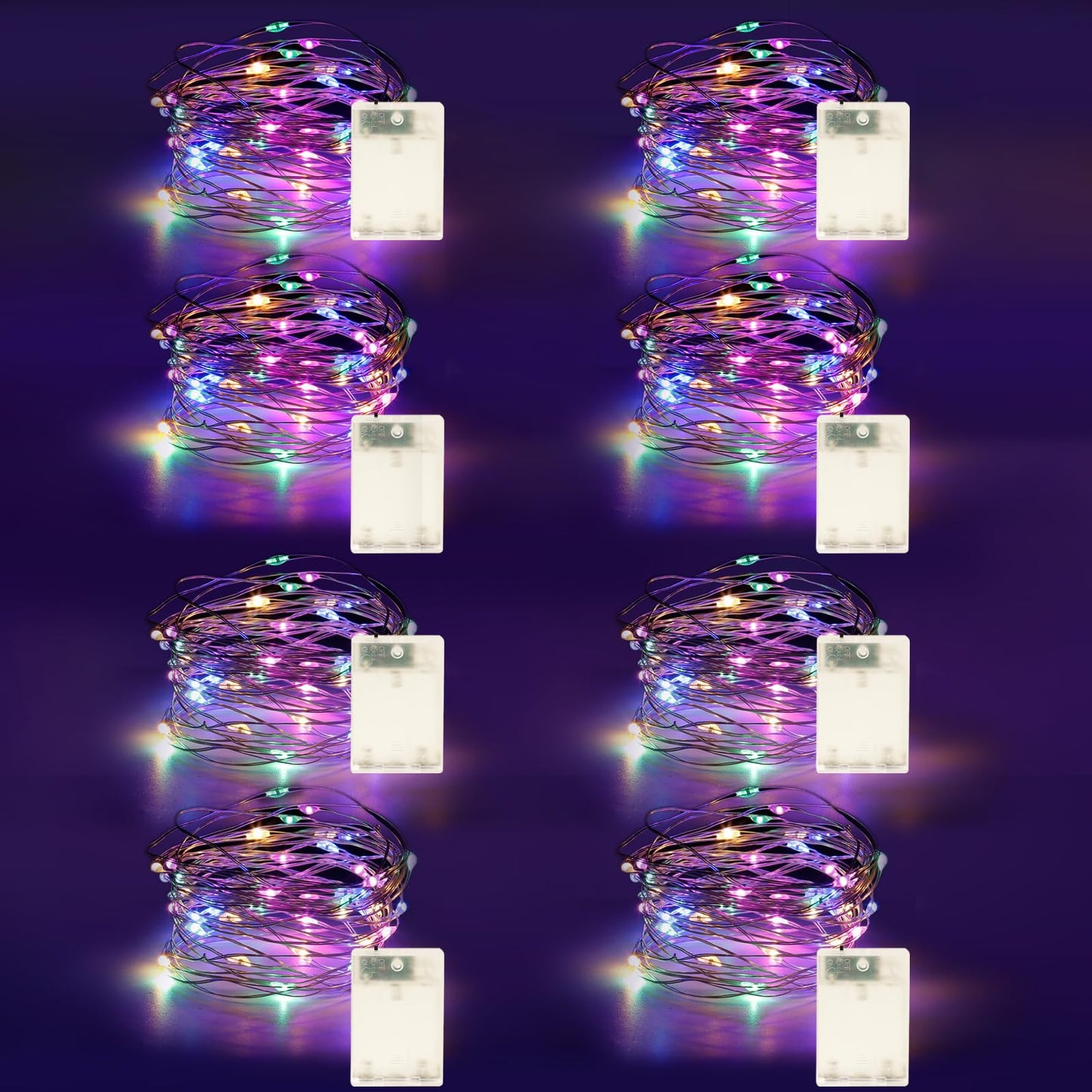 YPHSOL Fairy Lights String Lights 50LED 16.4ft Waterproof Copper Multicolor 8 Pack