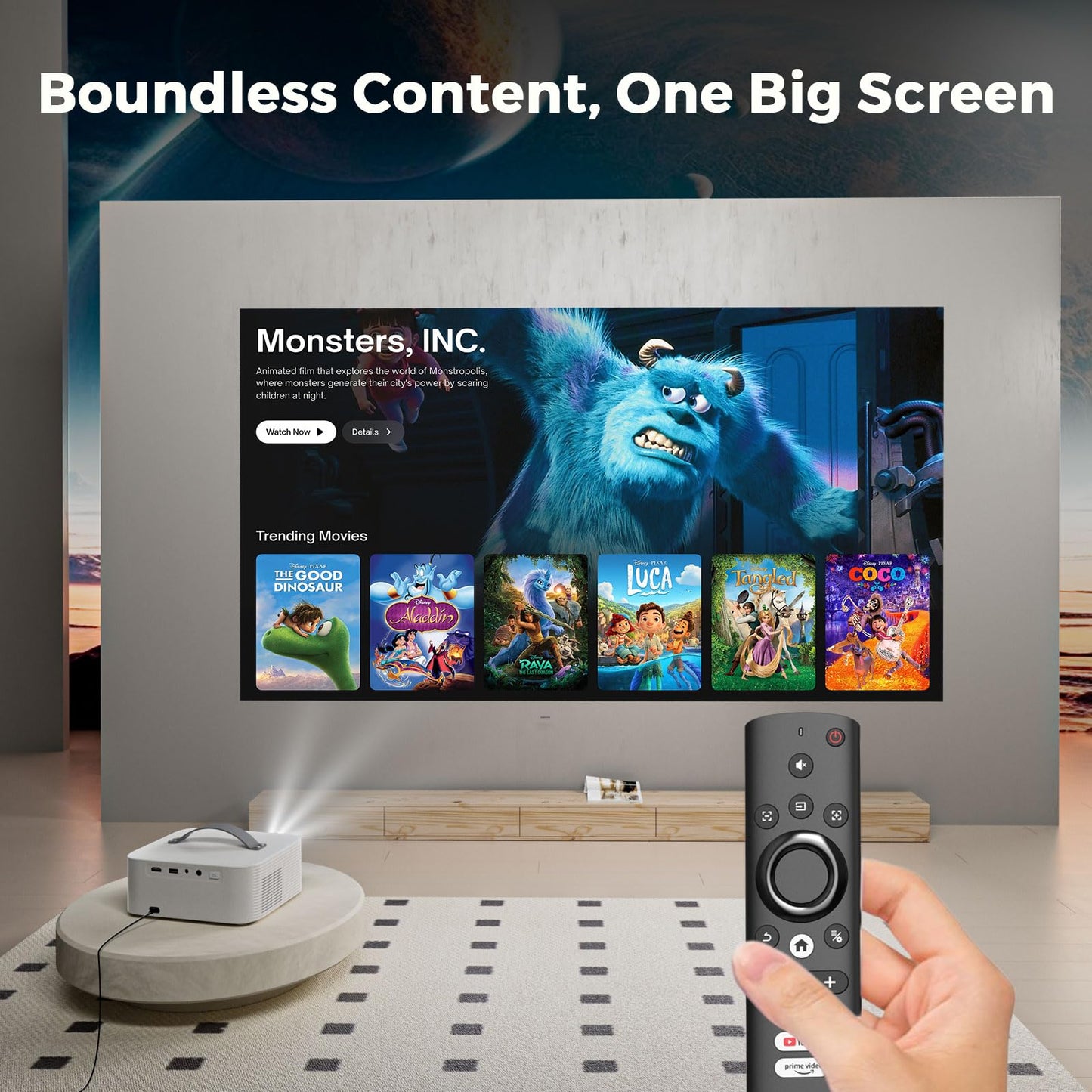 [5000+ Official-Apps & AI Auto Focus & 50W Dolby Audio] Outdoor-Projector-4k with WiFi and Bluetooth, AI Movin 2.0 OS Smart Projector with HDR10+, Lisowod Portable 4K Proyector 2026 Upgraded