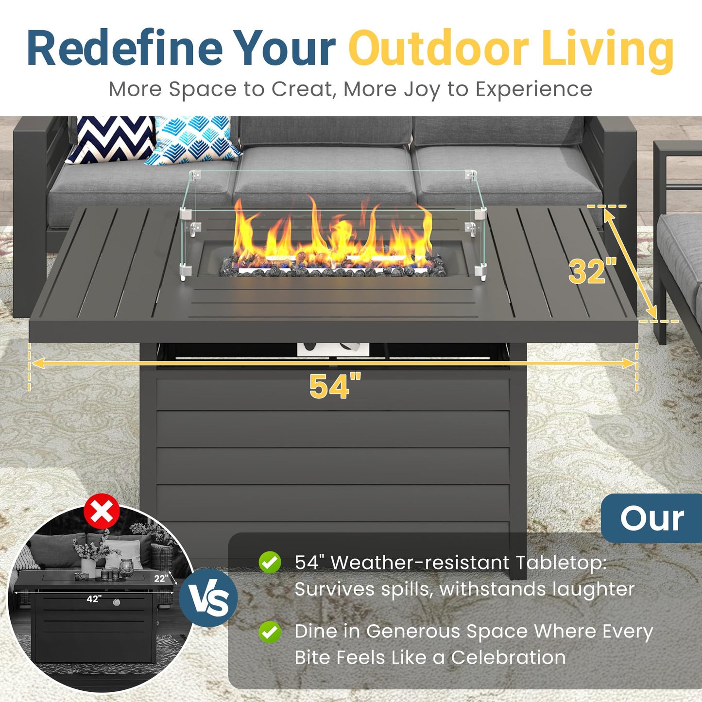 Solaste Aluminum Patio Furniture Set for All Weather, Oversized Metal Outdoor Furniture Set with 27.5" Deep Seating and 3.2" Wide Armrest, Outdoor Patio Conversation Sets with 10" Back Suport Cushion