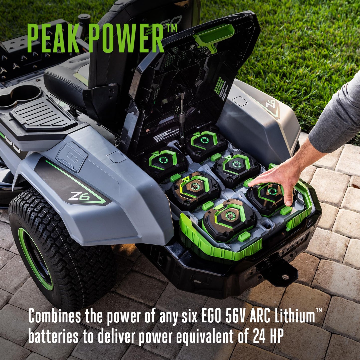 EGO POWER+ Z6 Zero Turn Riding Lawn Mower, 42" Deck, Includes (6) 56V 6.0Ah Batteries and 880W Charger - ZT4214L