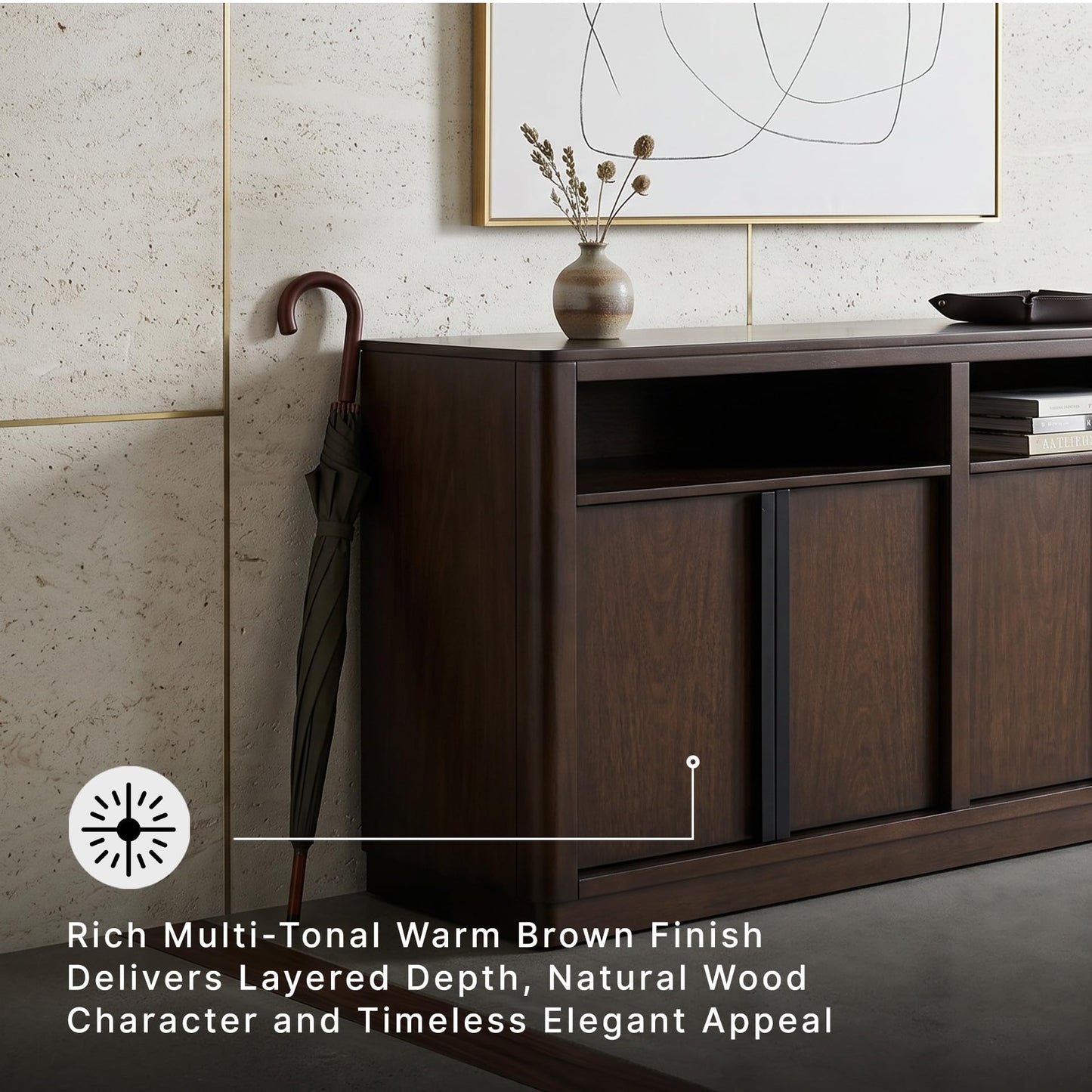 Signature Design by Ashley Yingden Dining Server, 60-Inch Sideboard Cabinet with Storage, Mango Wood Veneer, Buffet Table for Kitchen, Home Bar & Dining Room, Dark Brown