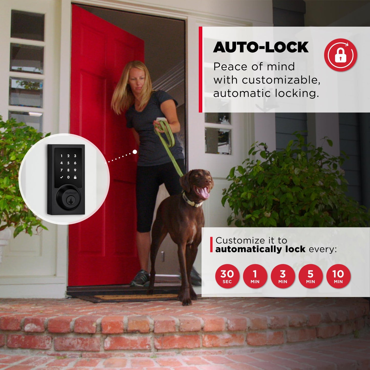 Kwikset HomeConnect 918 Contemporary Z-Wave Long Range Enabled Touchscreen Lock Works with Ring Alarm, Samsung SmartThings Hub Required, Sold Separately in Matte Black