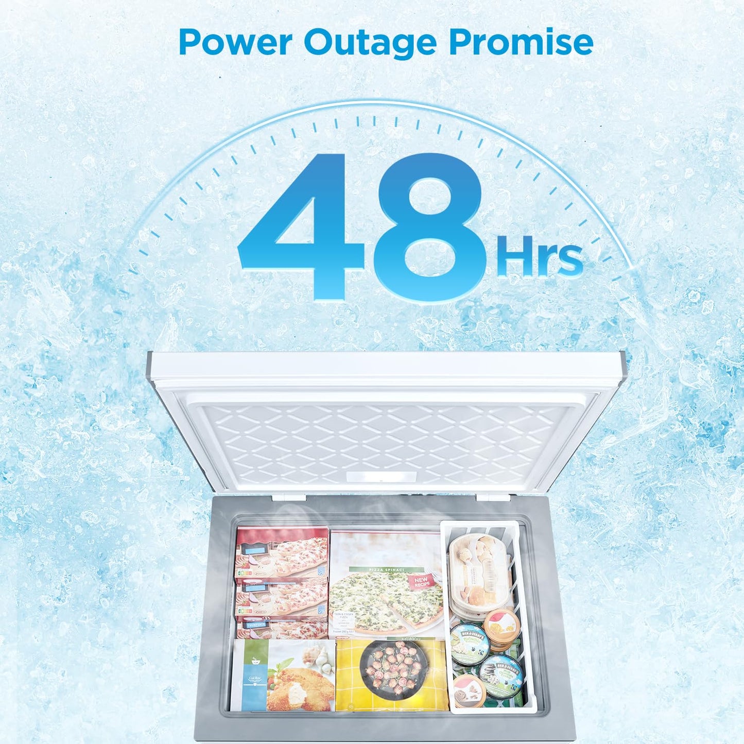 Midea MERC07C4BAWW Chest Freezer, 7.0 Cubic Feet Freezer With Removable Basket, Interior LED Light, Adjustable Temperature, For Kitchen Apartment Office, White