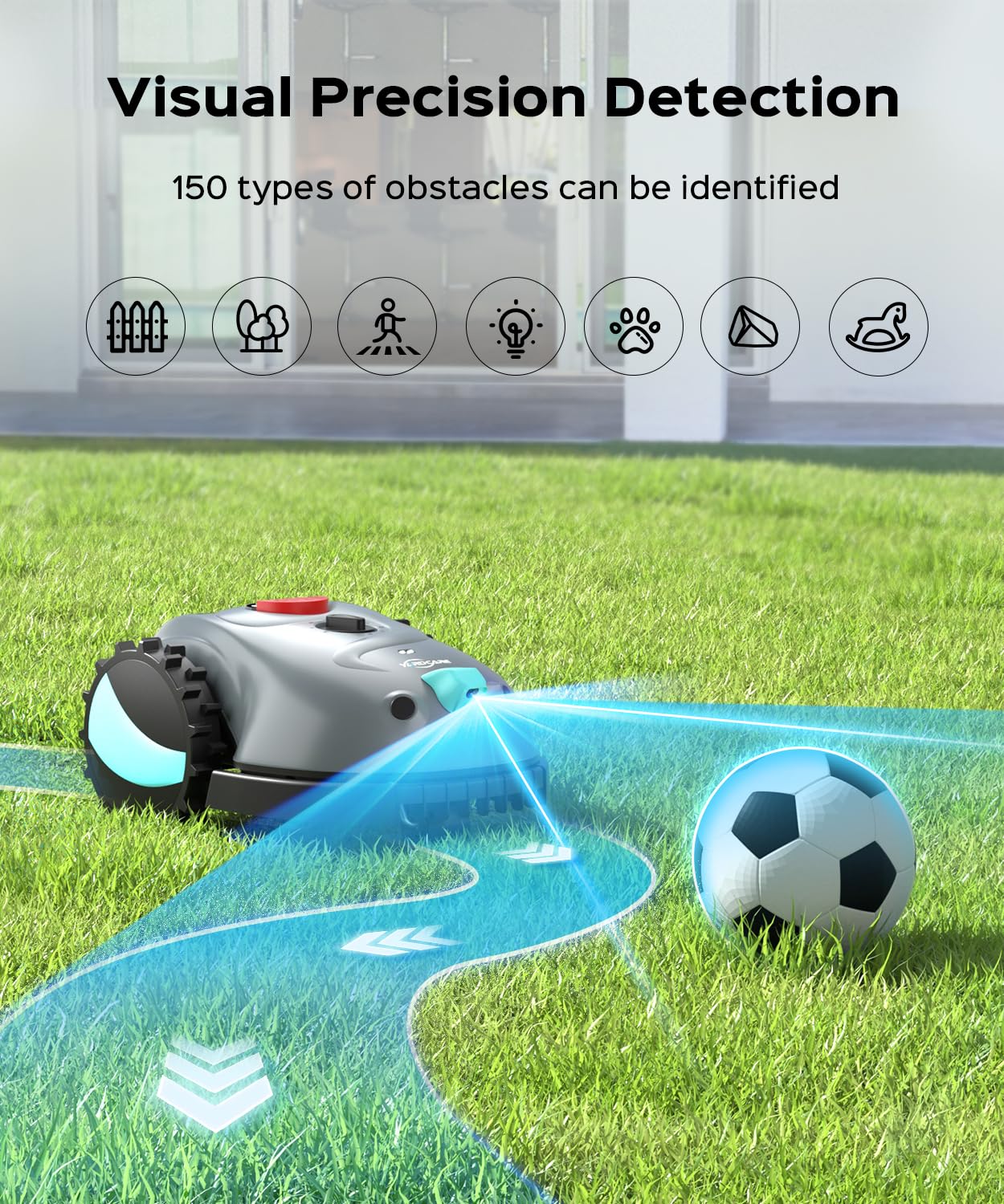 2026 New YARDCARE V100 Smart Lawn Mower Robot, Visual Navigation Obstacle Avoidance Lawn Mower Robot with Adjustable Cutting Height & Low Noise Operation for Lawn Up to 1600 Sq.Ft