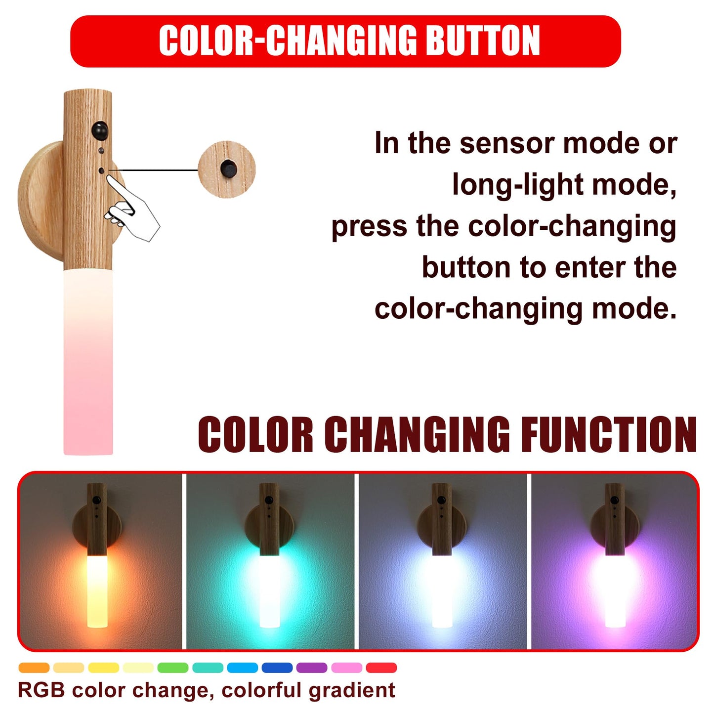 LANDGOO Smart Nursery Night Light - Ash Wood, RGB & 2700K, Child-Safe, Model L8G25A052703