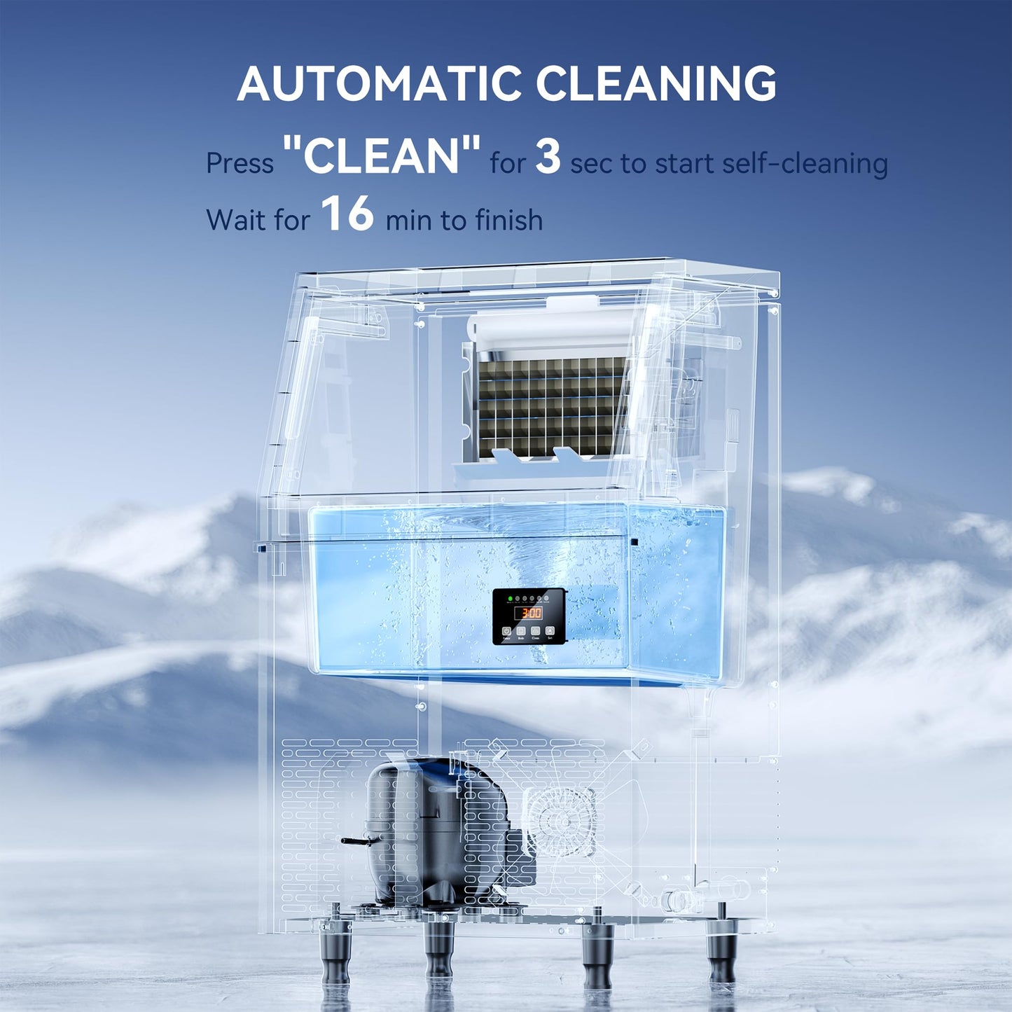 Coolski Commercial Ice Maker Machine, 100lbs/24H Ice Machine, 34lbs Storage, 45 Ice Cubes Ready in 6-15 Minutes, Freestanding Ice Maker for Bar, Home, Office, Restaurant