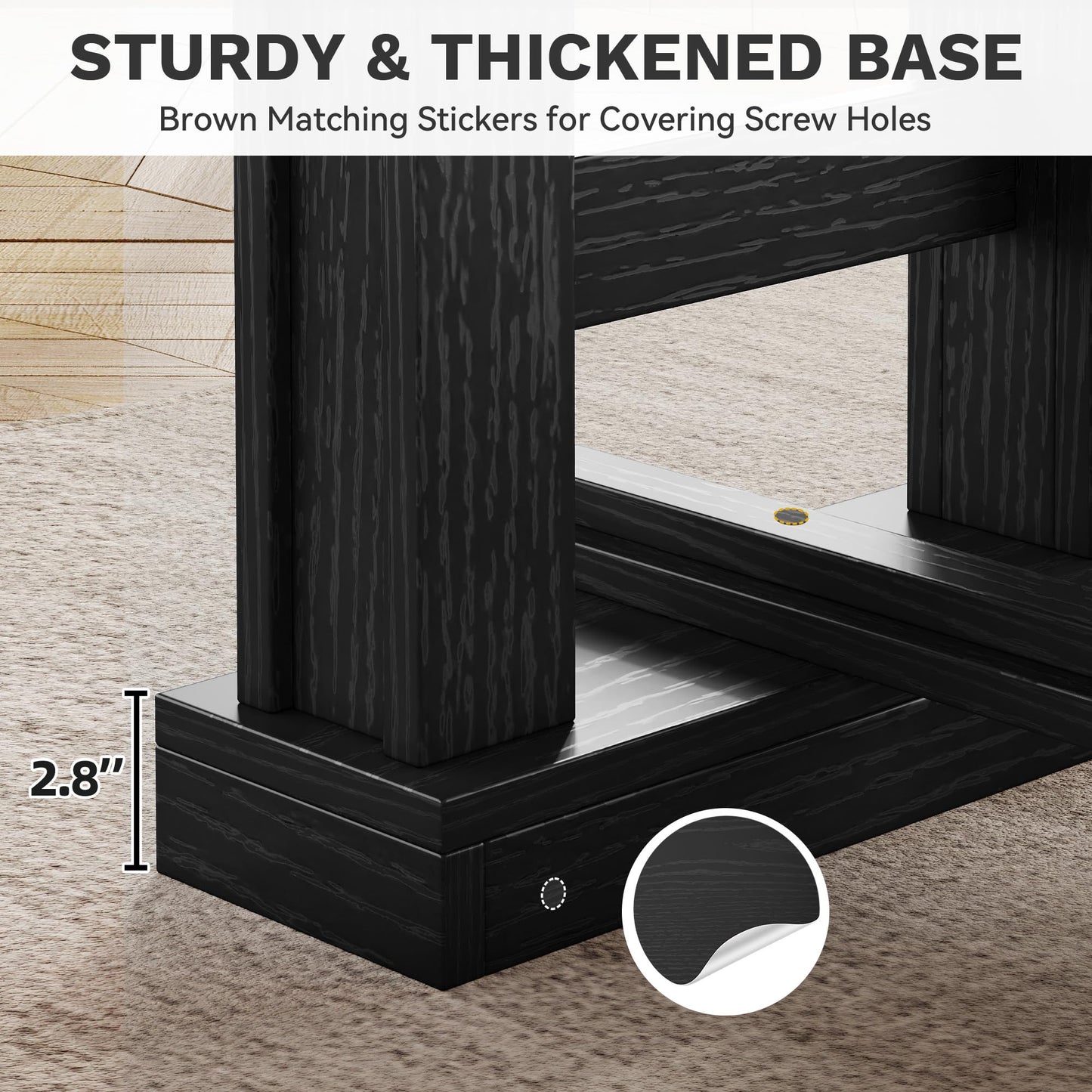 DWVO 70 Inch Computer Desk, Large Executive Office Table Workstation, Modern Farmhouse Style Laptop Wooden Sturdy Legs Writing Desk Business Furniture for Home, Black