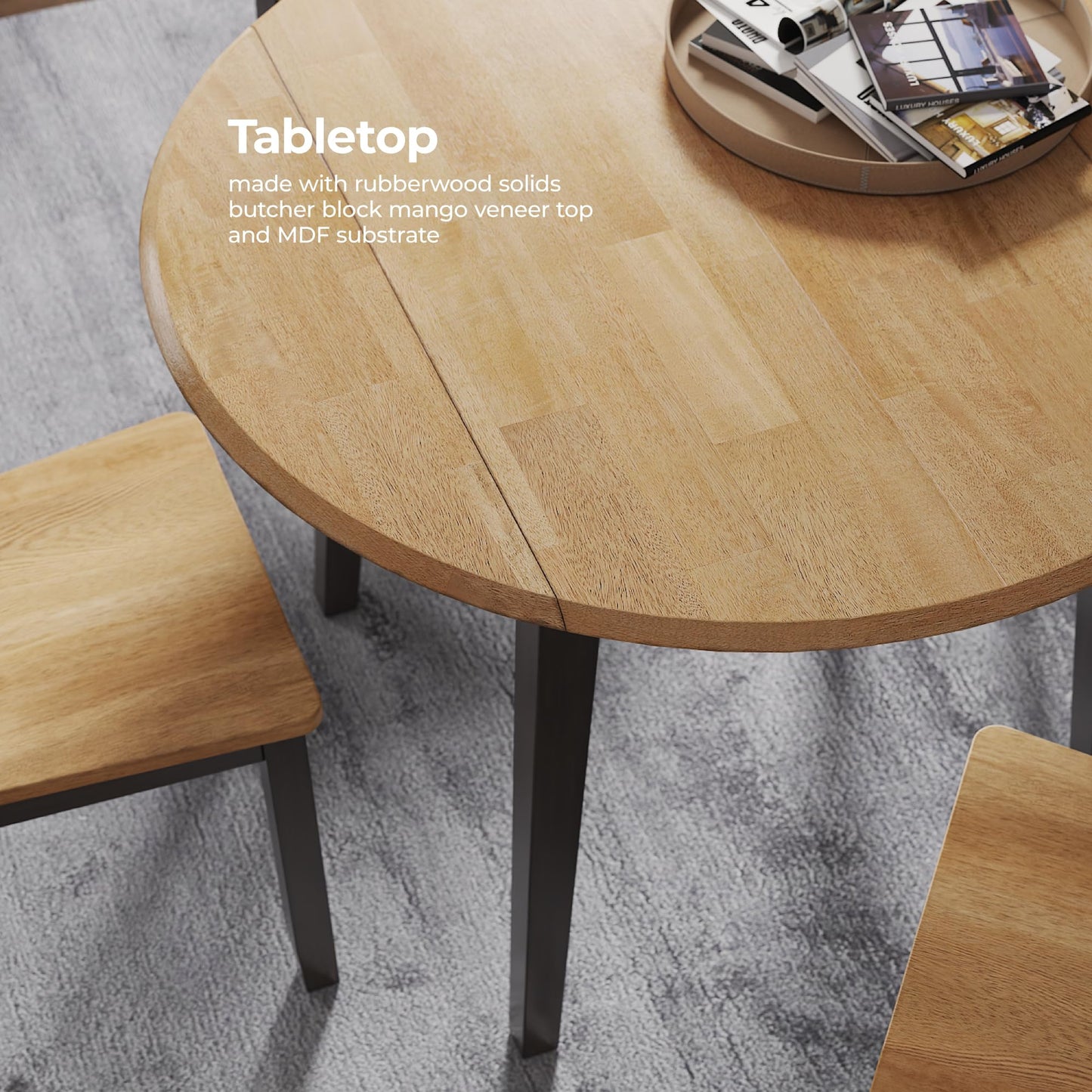 Signature Design by Ashley Gesthaven Contemporary Dining Drop Leaf Table with 4 Legs, Light Brown & Dark Brown