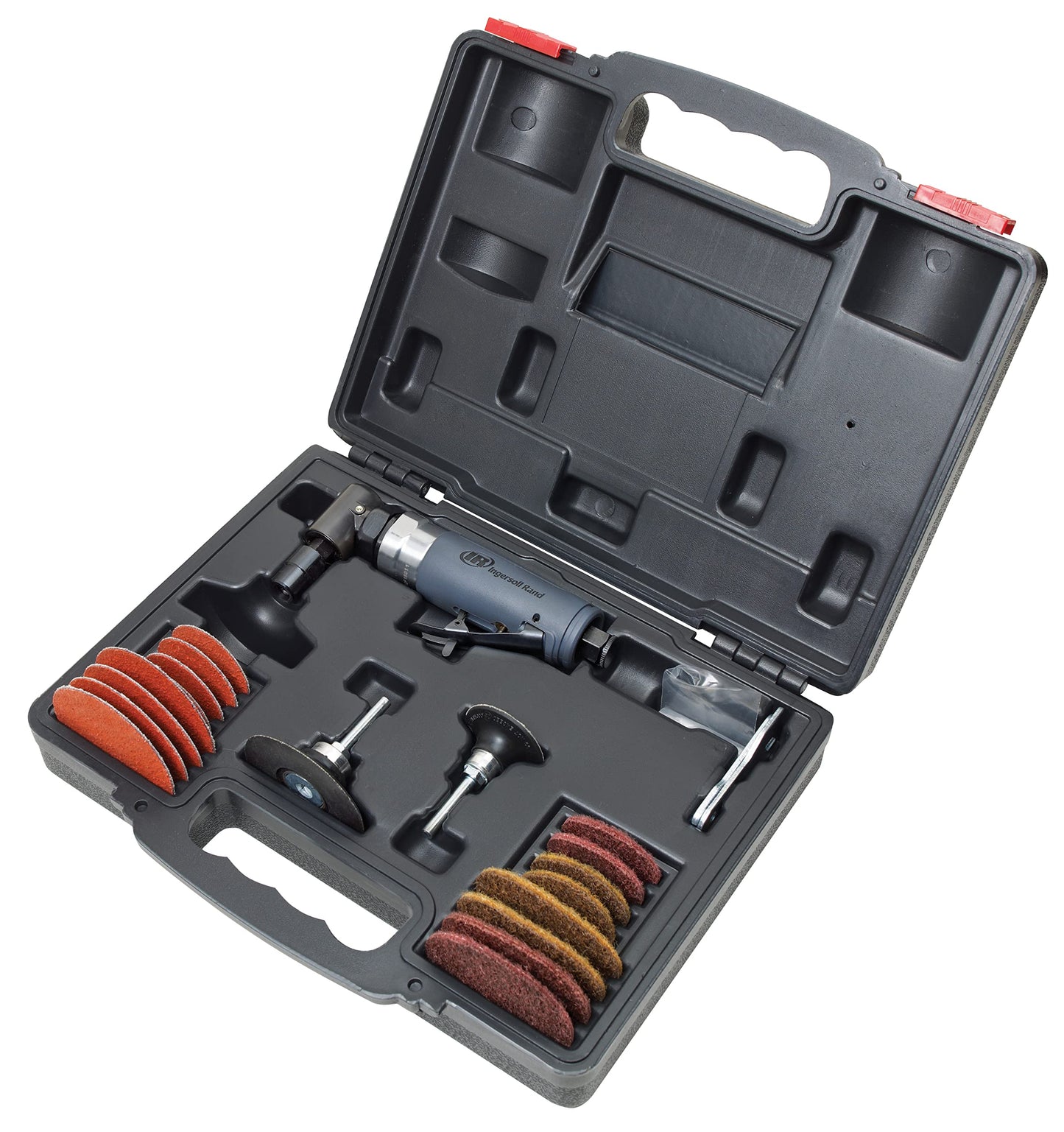 Ingersoll Rand 302BK 1/4" Collet Air Die Grinder Kit with Max Free Speed Up to 20,000 RPM, Includes Backing Pads, Polishing Discs, and Blow-Molded Case