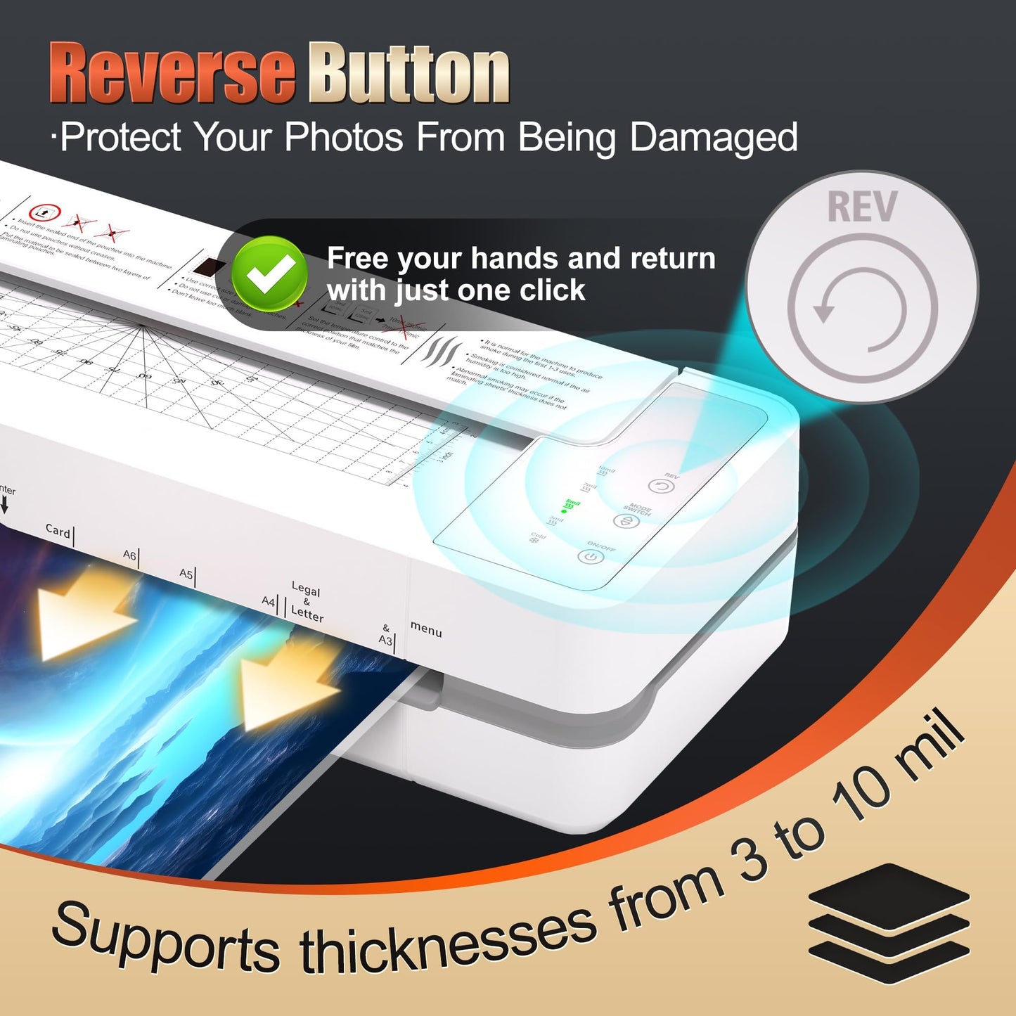 13" Heavy-Duty 4-Roller Laminator Machine, Fast 55s Warm-Up, 3-10 Mil A3/11x17 Laminating Machine, 1000mm/min Speed, Auto-Reverse Jam Prevention, Includes 30-Sheets for Office & School(White)