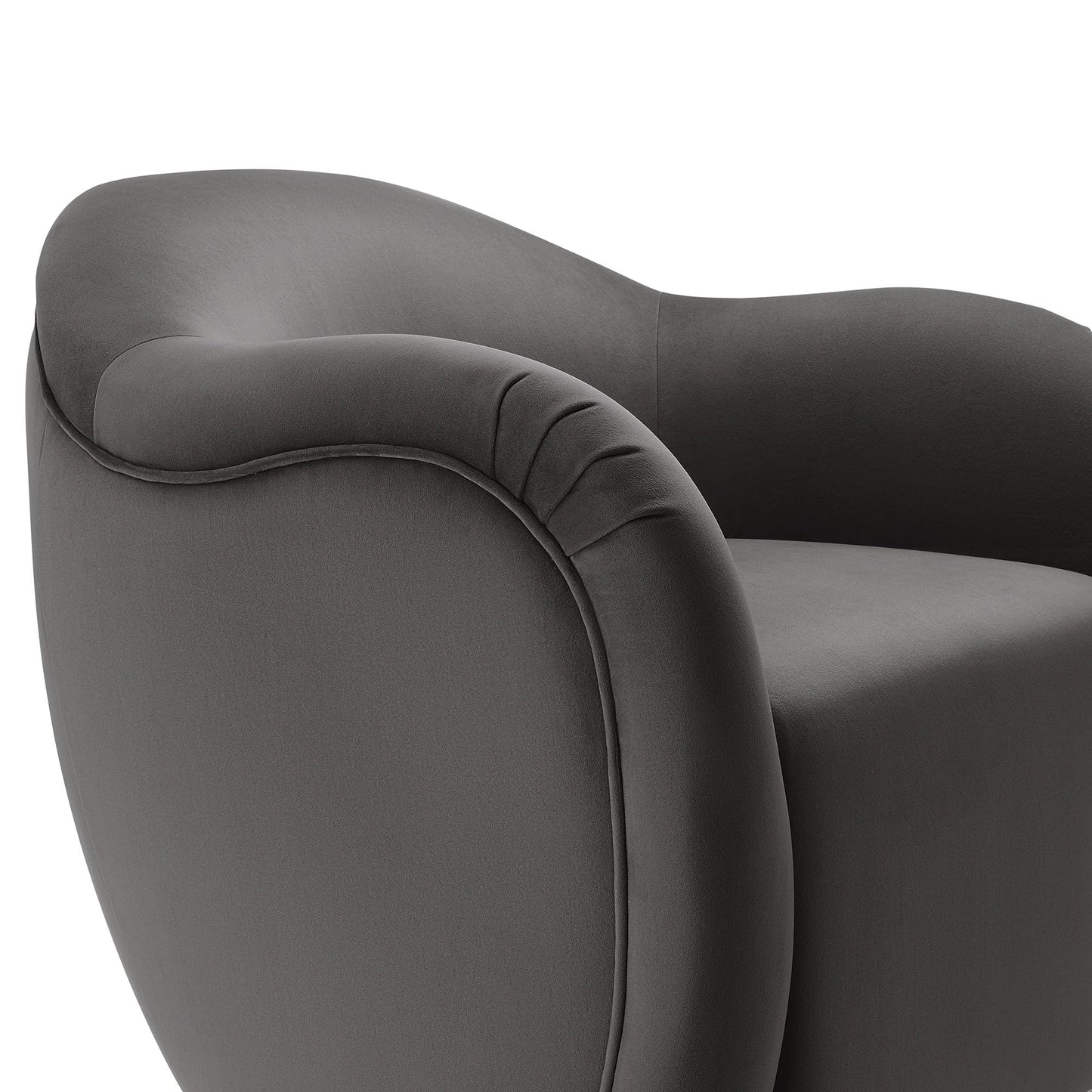 Modway Compose Performance Velvet Swivel Armchair in Storm Gray - Barrel Accent Chair - Comfy Round Single Sofa Chair with 360° Rotation - Modern Upholstered Club Chair for Living Room, Bedroom