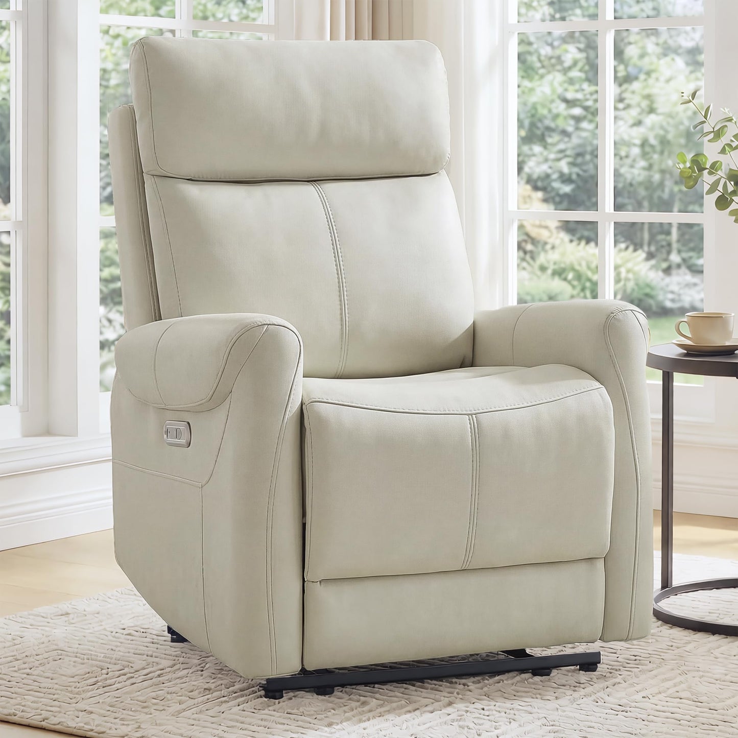 KISLOT Wall Hugger Recliner Chair for Adults, Faux Leather RV Recliner with USB Charging Ports Electric Power Reclining Sofa for Living Room Home Theater Seating Bedroom
