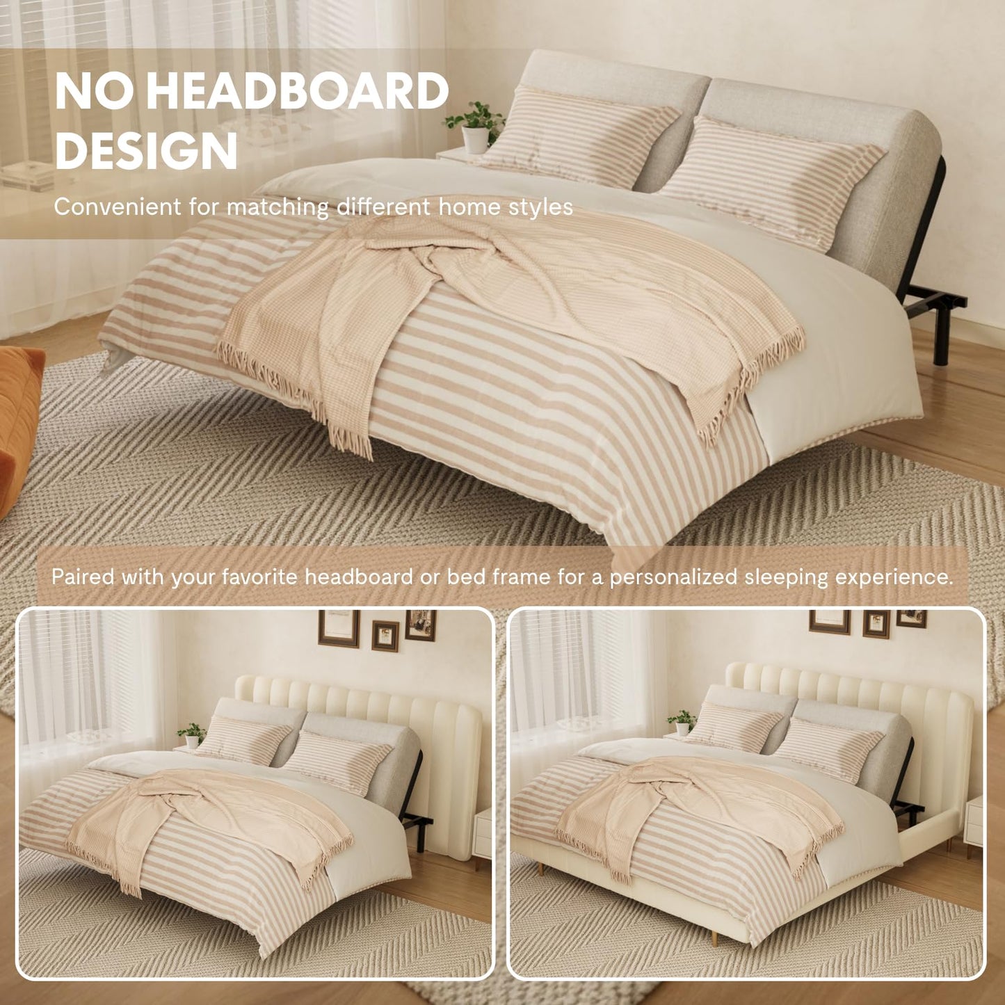 FLEXISPOT Adjustable Bed Frame Base Split King,Segmented Design,Easy Assemble,Oxford Fabric Bedspread,Wired Remote,Whisper Quiet Durable Motor,Mattress Holder.