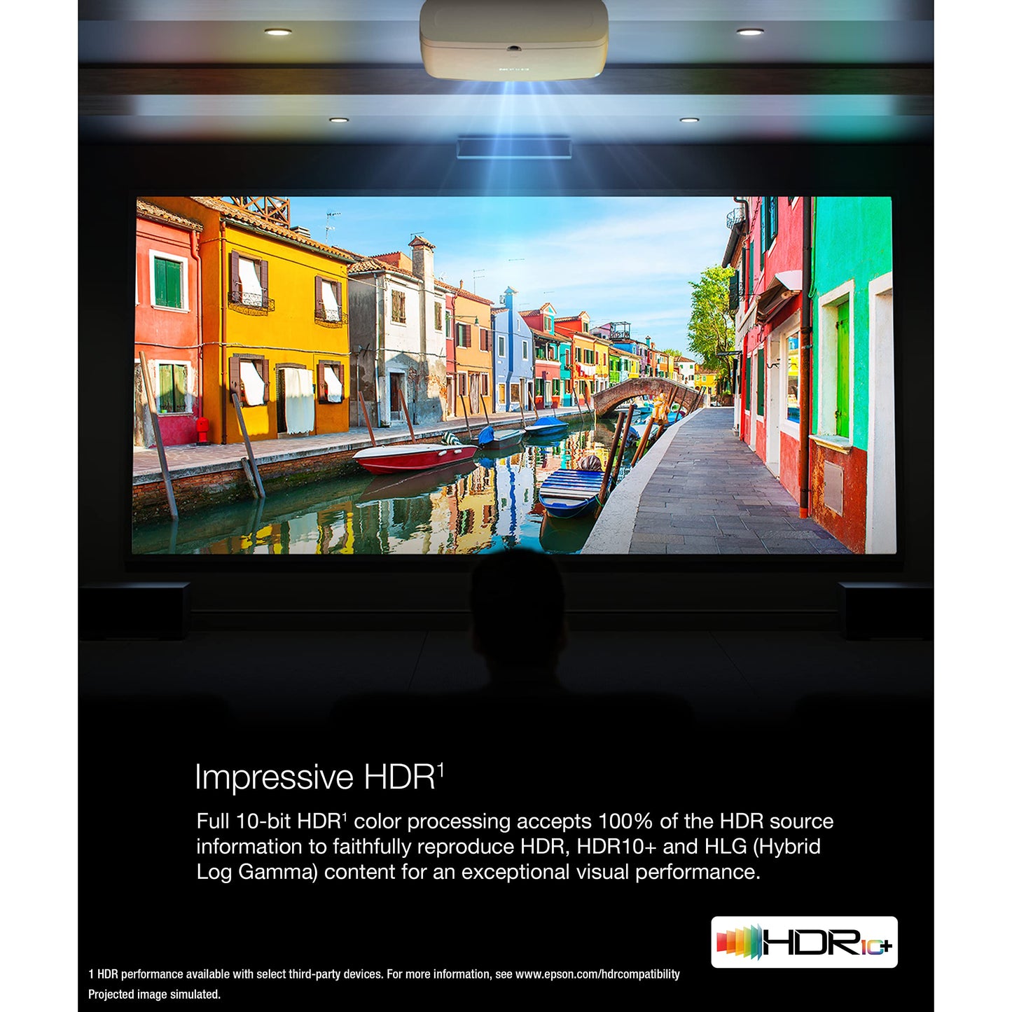 Epson Home Cinema LS11000 4K PRO-UHD Laser Projector, HDR, HDR10+, 2,500 Lumens Color & White Brightness, HDMI 2.1, Motorized Lens, Lens Shift, Focus, Zoom, 3840 x 2160, 120 Hz, Home Theater, Gaming