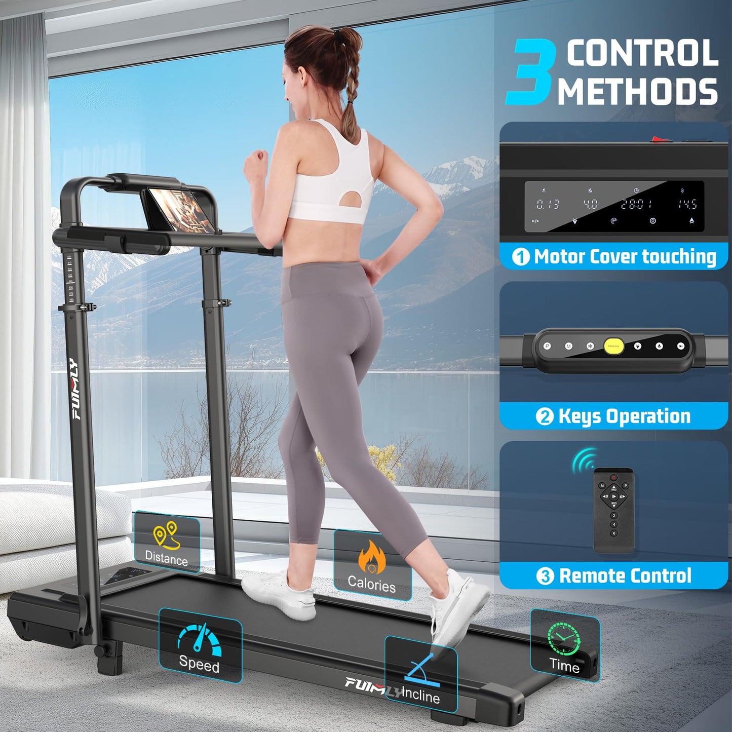 Walking Pad Treadmill with Removable Desk Workstation, 15% Incline Treadmill with Handle Bar, Foldable Treadmills Under Desk, Adjustable Height, 400 lbs+ Capacity, Walking or Running for Home Office
