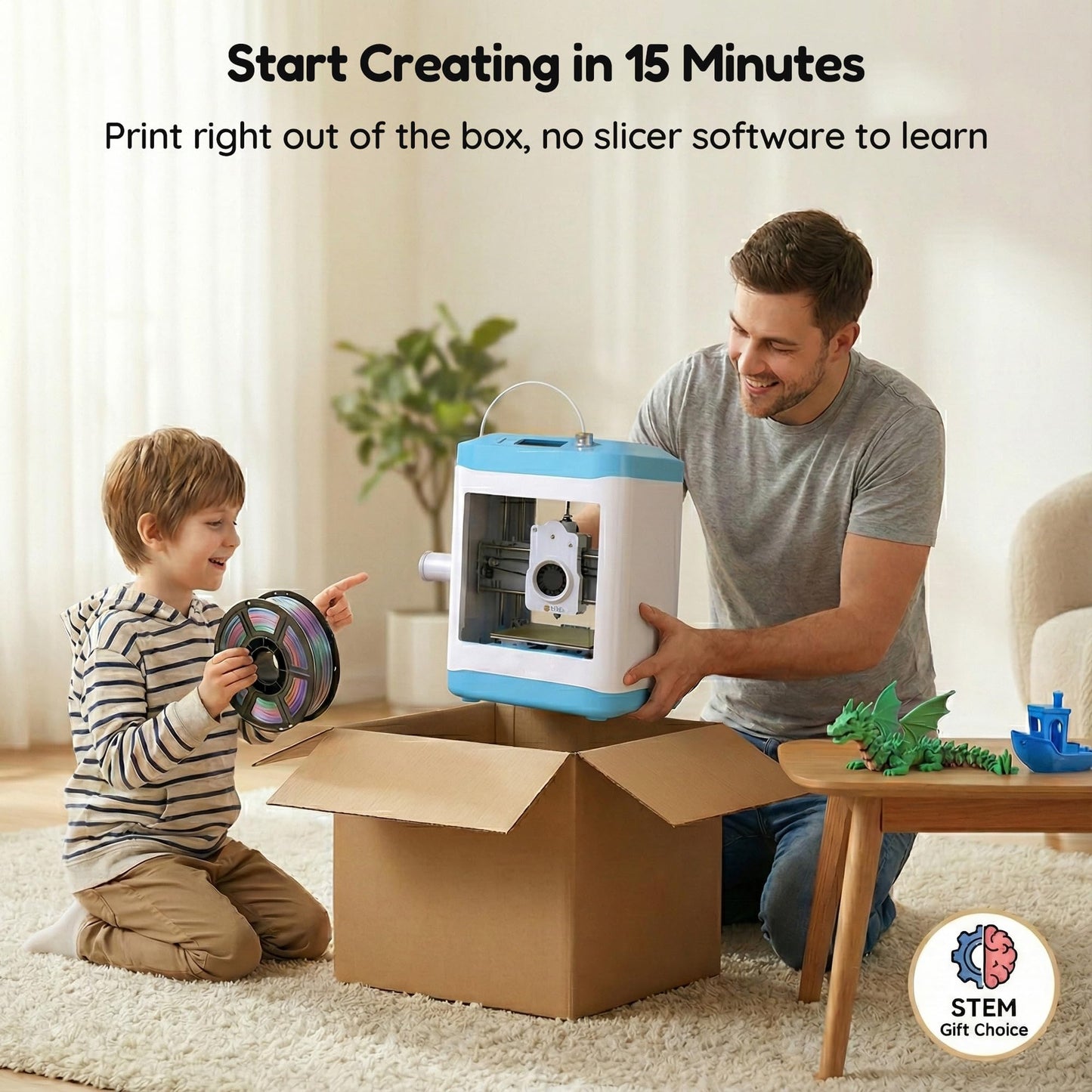 M1 Mini 3D Printer for Kids & Beginners, Perfect STEM Gift Smart Auto Leveling, Precise & High Speed Printing, Direct Drive Extruder, Compatible with PLA/TPU Filament