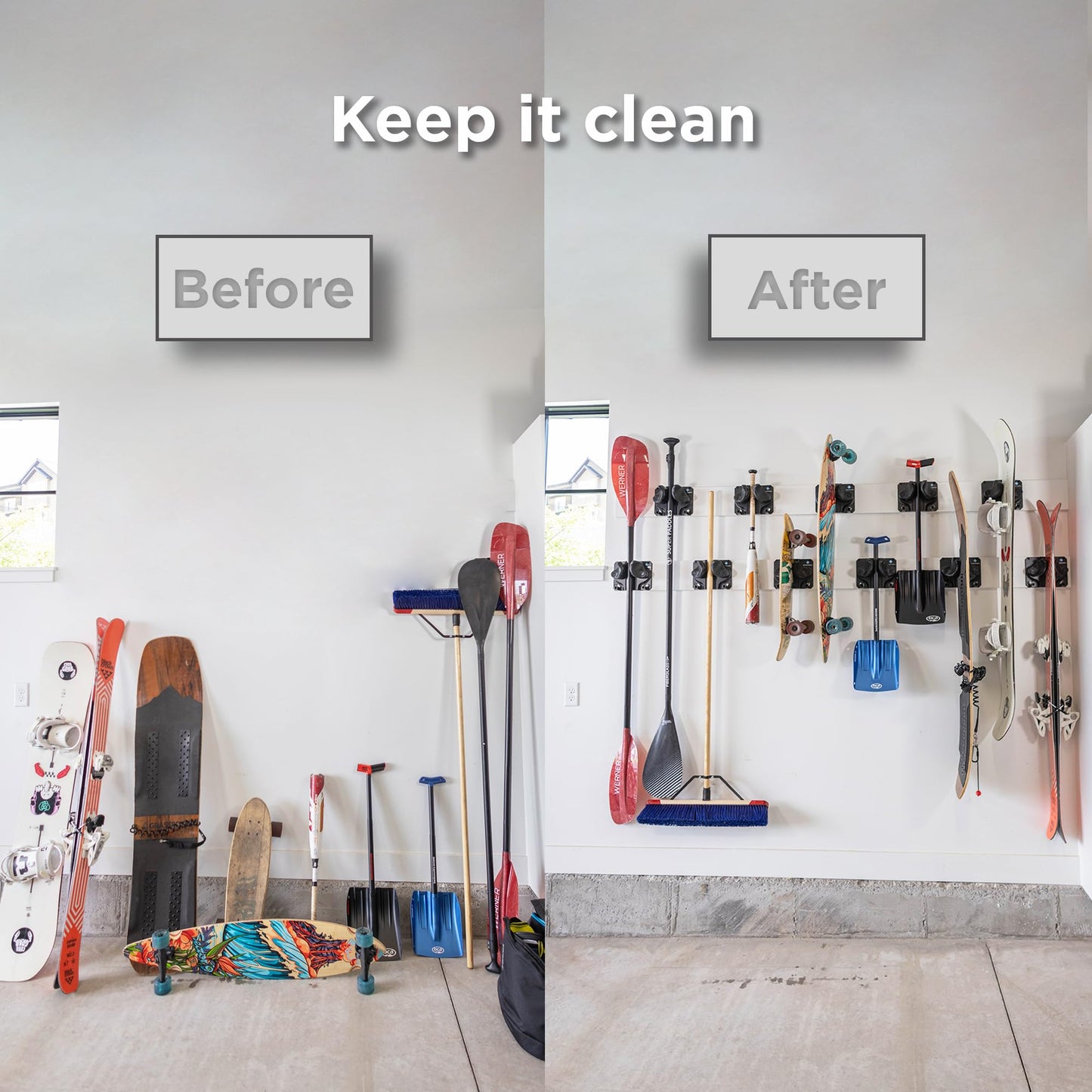 Gravity Grabber, The OG - Ski & Snowboard Wall Mount, Indoor Garage & Home Storage Organizer, Damage-Free Grip, Holds Skis/Boards/Poles/More, Space-Saving Premium Gear Rack, (White 6-Pack)