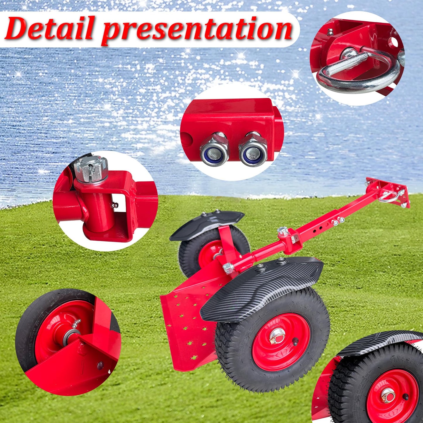 FINALAWOLF Wheels Lawn Mower Sulky for Lawn and Landscape Professionals,Mudguard Design,Anti-Skid Design, Vacuum tire (Red)