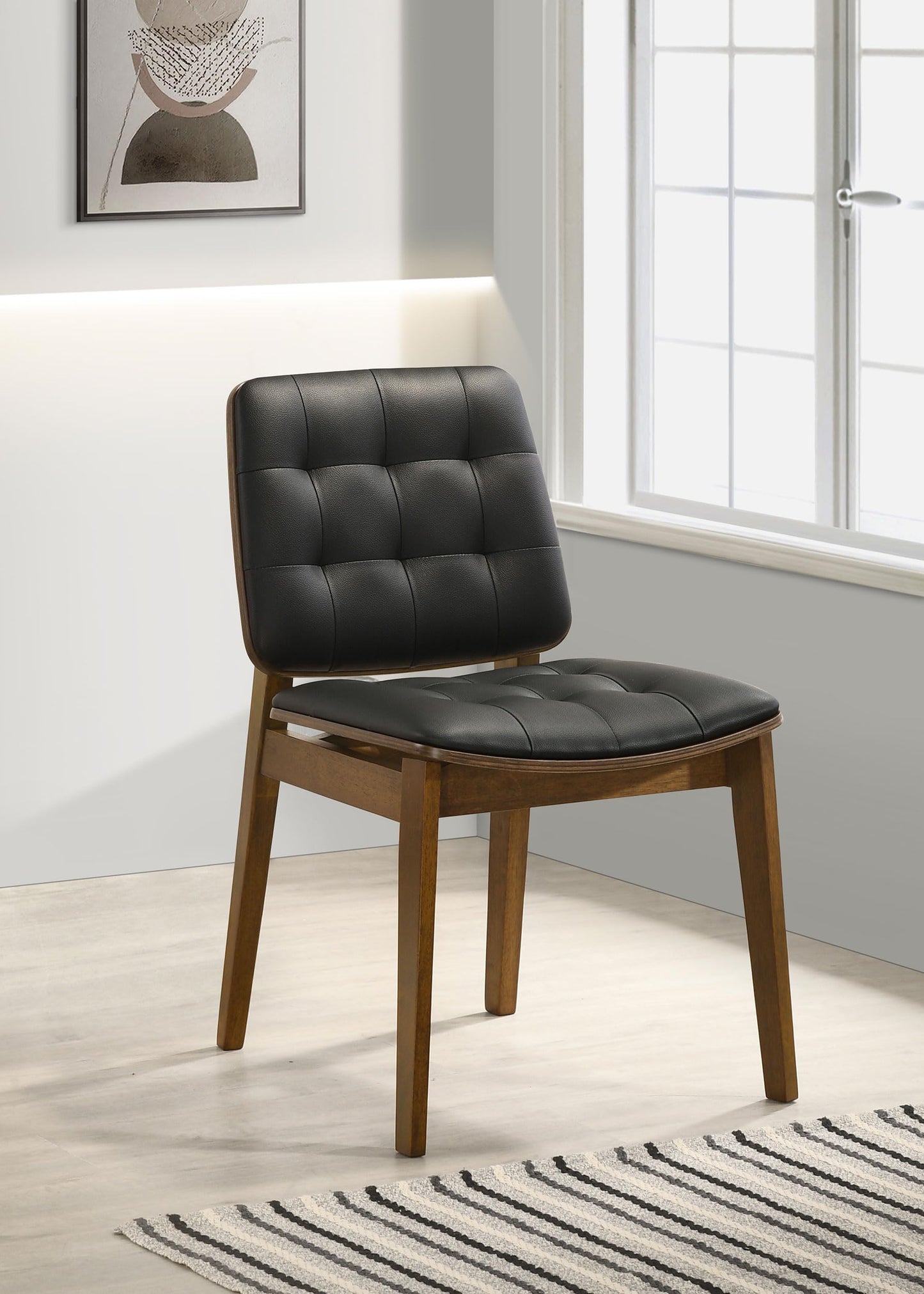 Coaster Home Furnishings - Redbridge - Wood & Faux Leather - Armless Dining Chairs with Tufted Faux Leather Upholstery - Home Kitchen & Dining Room - Set of 2 - Walnut - 106596