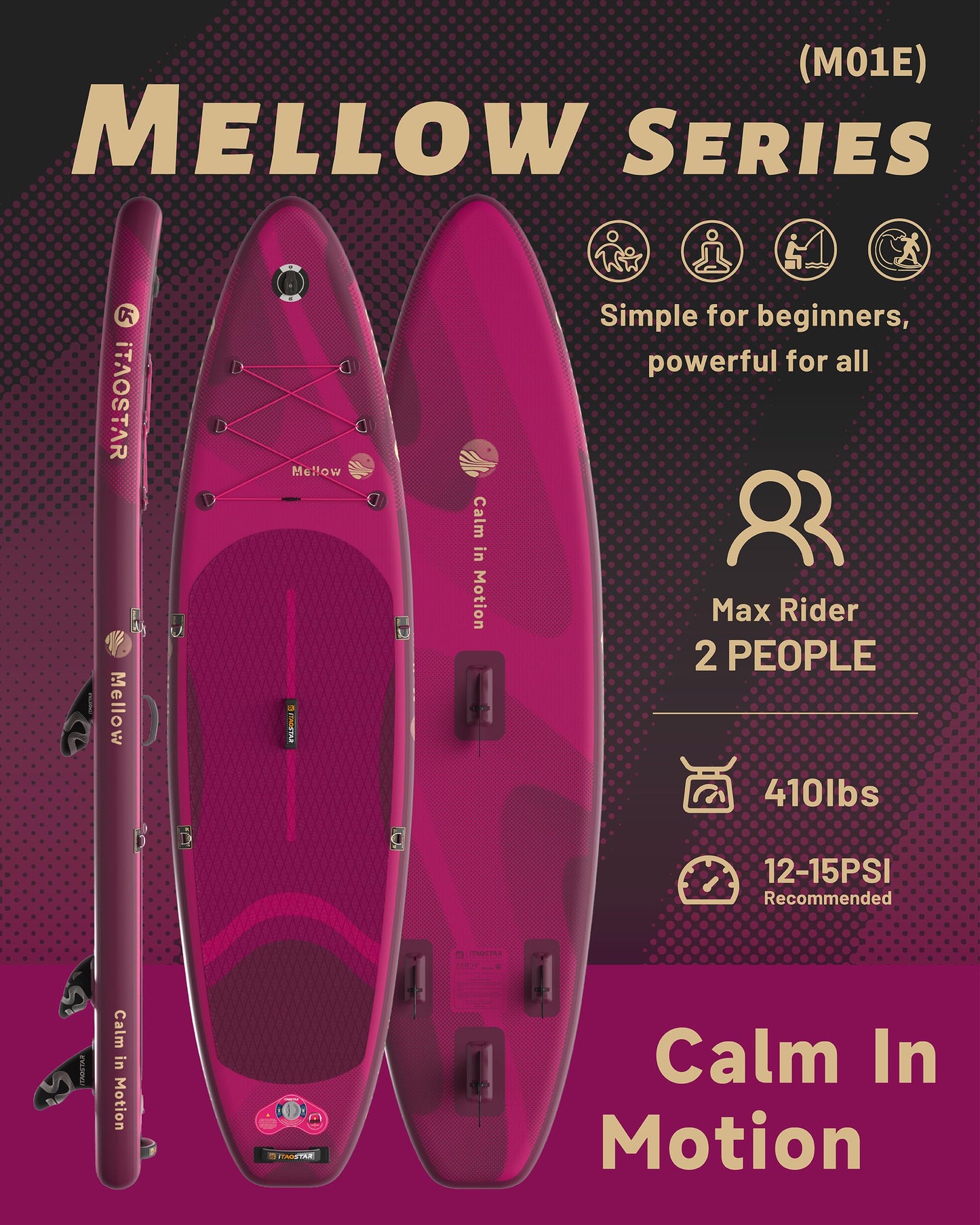 iTAOSTAR M01E 11’×33" Stand Up Paddle Board - Premium SUP Board Kit with 5 Fins - Inflatable Paddleboard for Adults & Youth - All Skill Levels - for Lakes, Oceans & Fishing