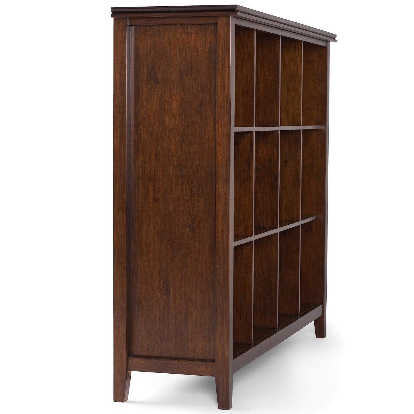 SIMPLIHOME Artisan Bookcase - 48 inch Tall 12-Cube Solid Wood Cube Organizer in Russet Brown, Transitional Storage Bookcase for Living Room, Study Room or Office with Fixed Shelves and Tapered Legs