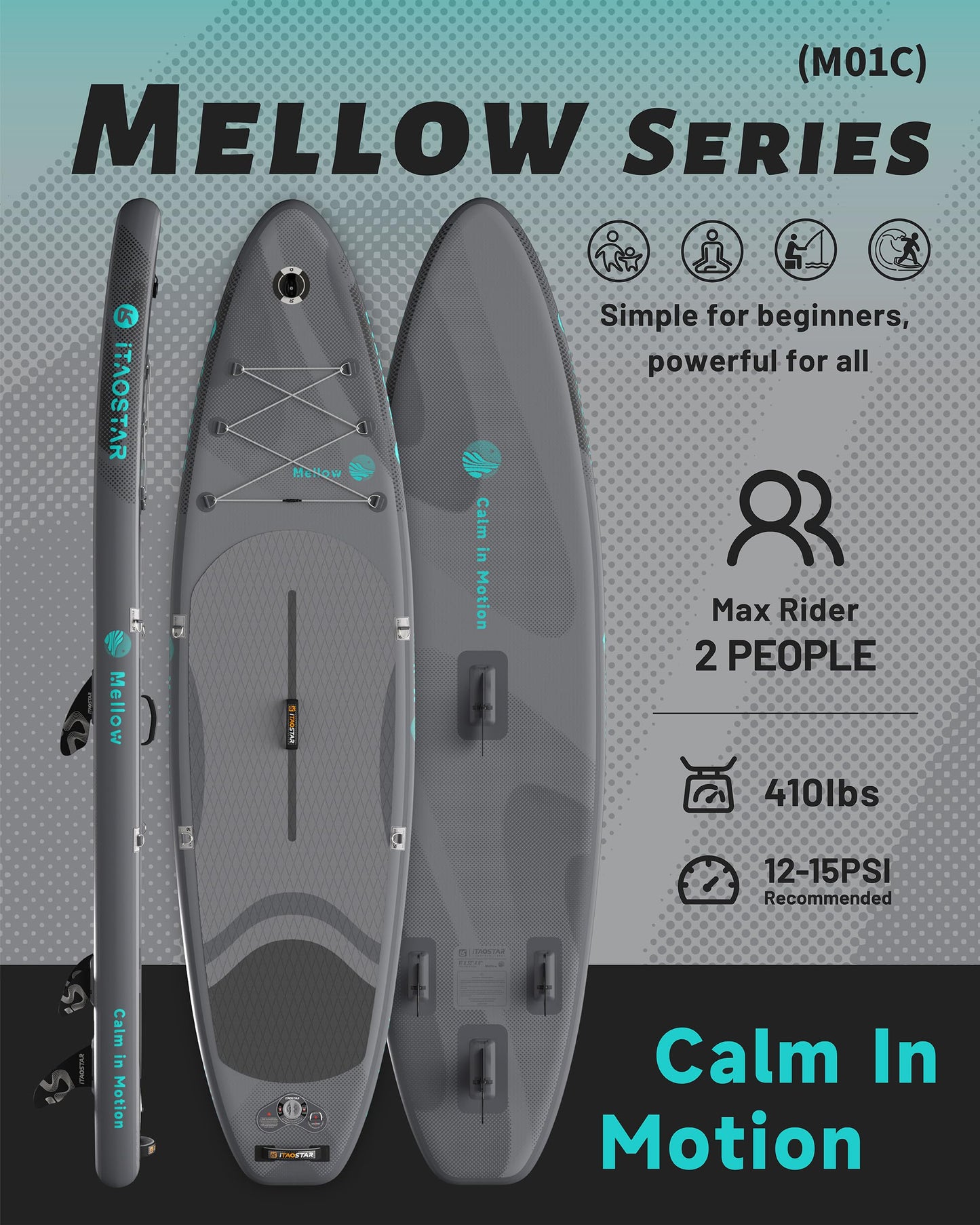 iTAOSTAR M01C 11’×33" Stand Up Paddle Board - Premium SUP Board Kit with 5 Fins - Inflatable Paddleboard for Adults & Youth - All Skill Levels - for Lakes, Oceans & Fishing